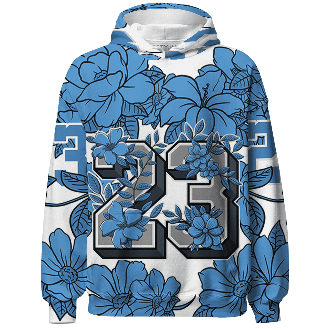 Carolina-Blue-Univercitii-17s-Hoodie-Match-23-Floral-3D-Flower