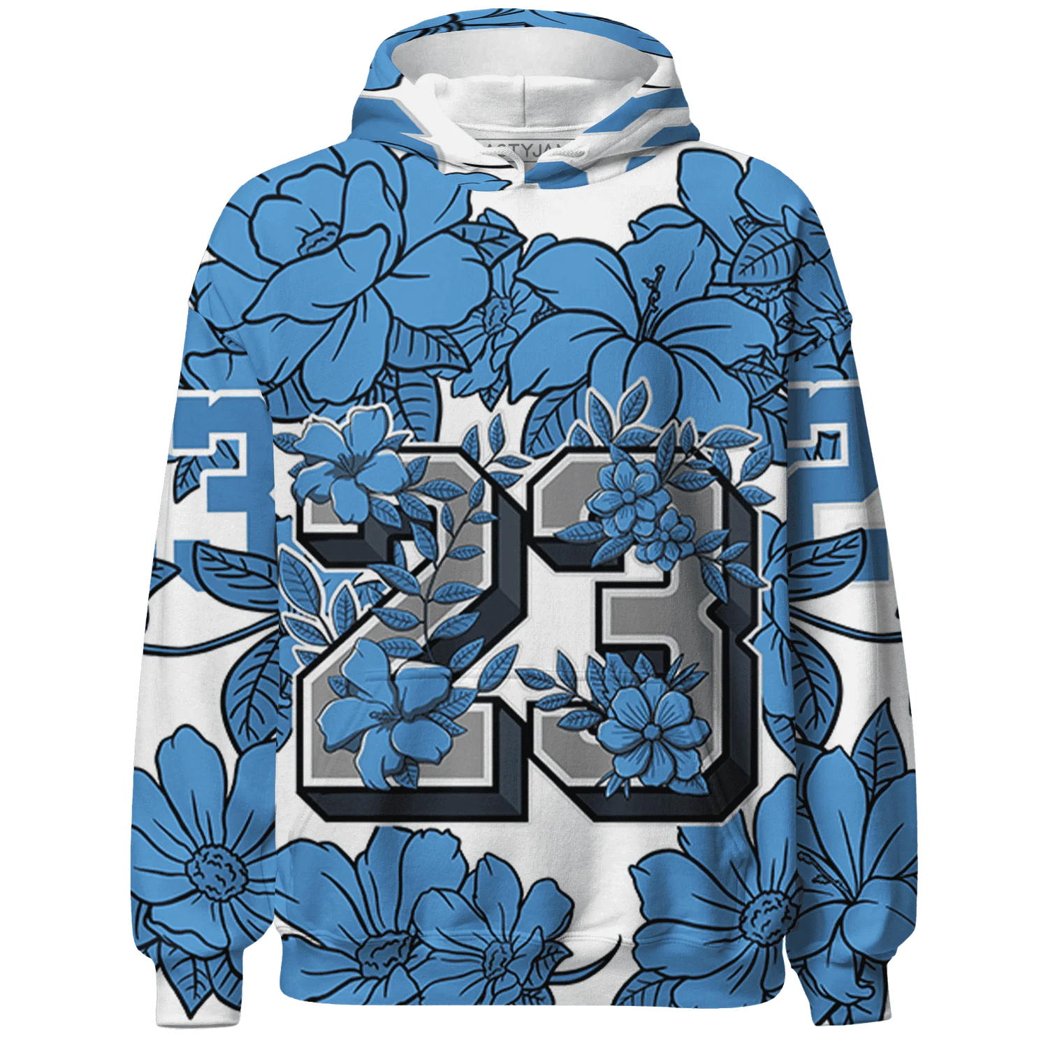 Carolina-Blue-Univercitii-17s-Hoodie-Match-23-Floral-3D-Flower