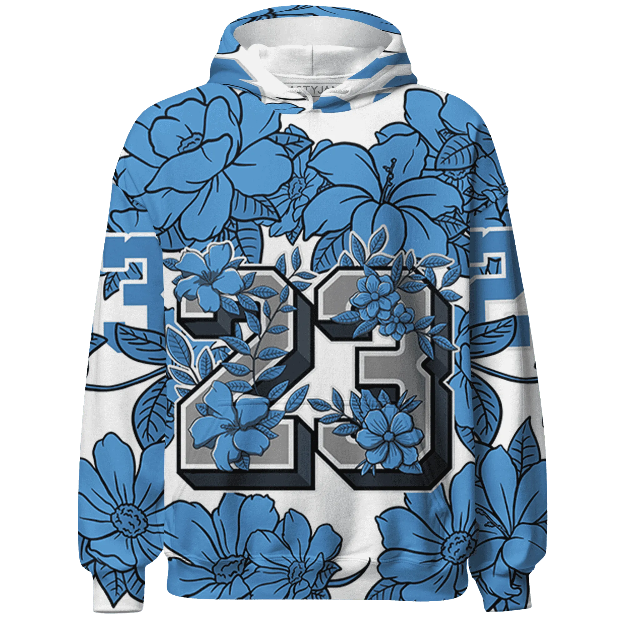 Carolina-Blue-Univercitii-17s-Hoodie-Match-23-Floral-3D-Flower