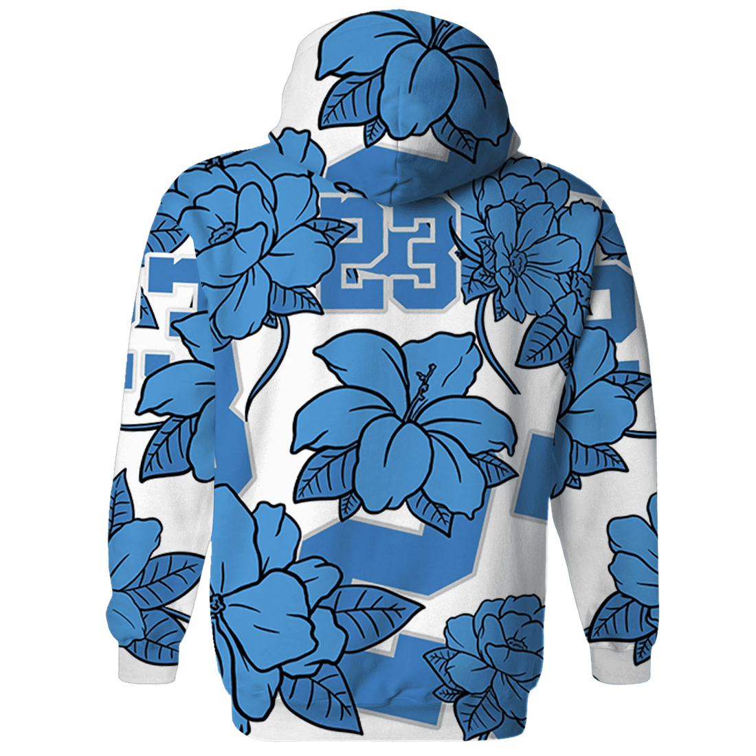 Carolina-Blue-Univercitii-17s-Hoodie-Match-23-Floral-3D-Flower