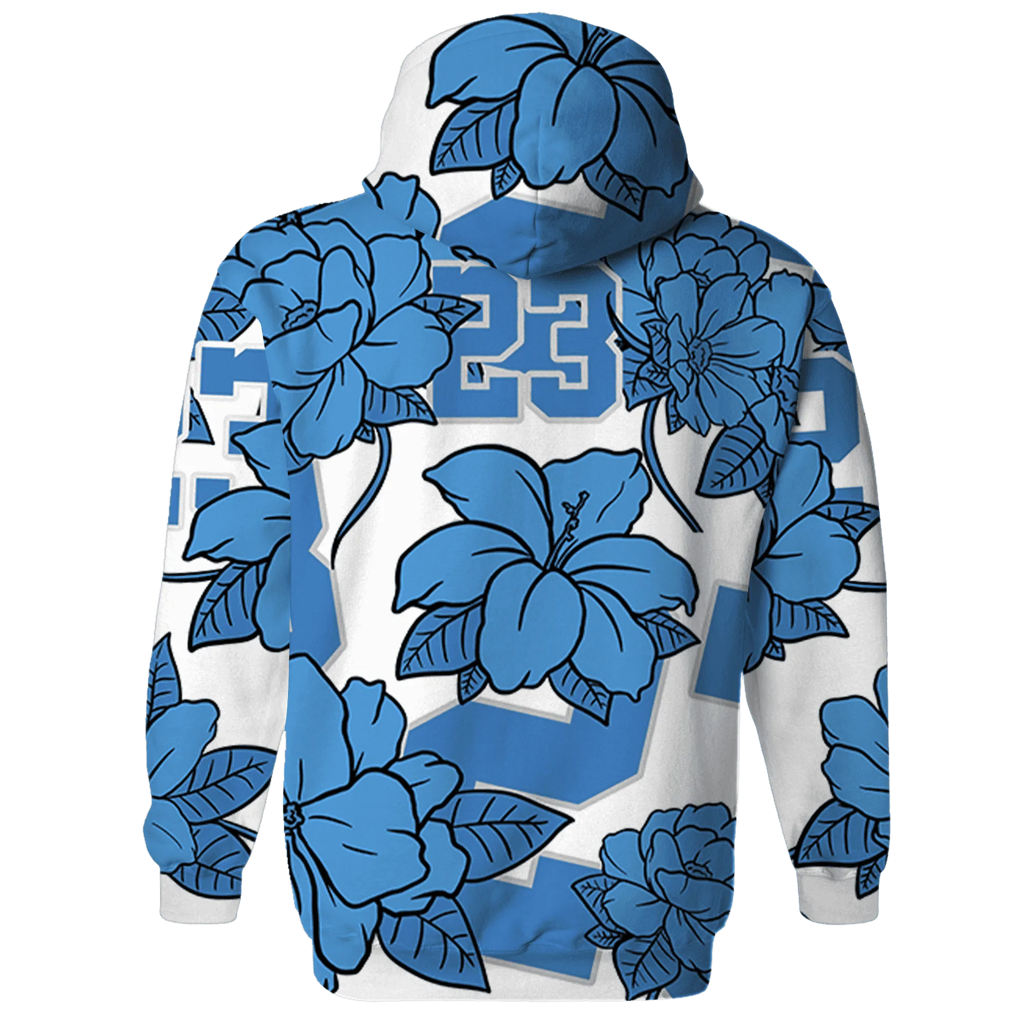 Carolina-Blue-Univercitii-17s-Hoodie-Match-23-Floral-3D-Flower