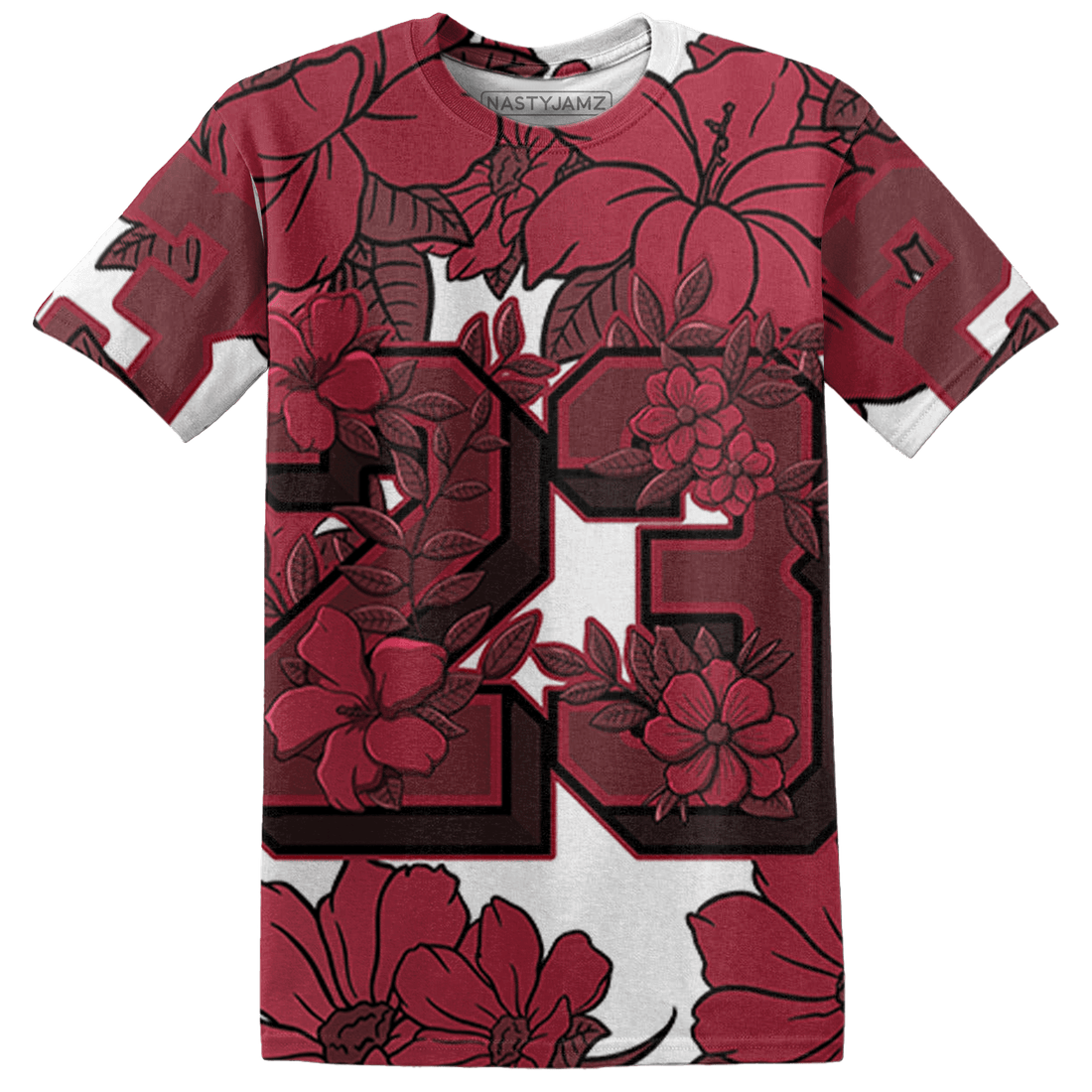 High 85 Metallic Burgundy 1s T Shirt Match 23 Floral 3D All-Over Print Flower - NastyJamz