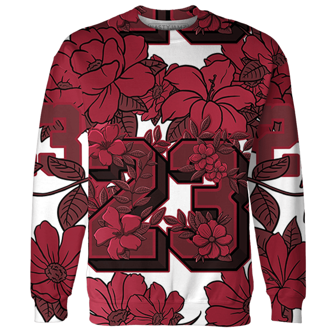 High 85 Metallic Burgundy 1s Sweatshirt Match 23 Floral 3D All-Over Print Flower - NastyJamz