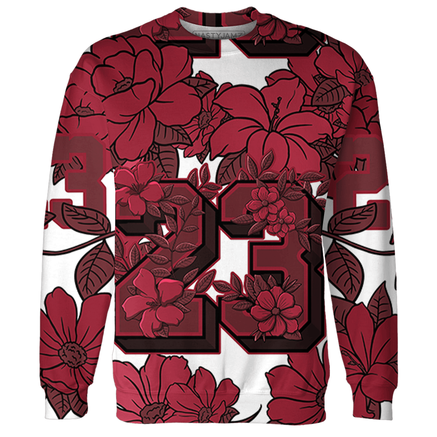 High 85 Metallic Burgundy 1s Sweatshirt Match 23 Floral 3D All-Over Print Flower - NastyJamz