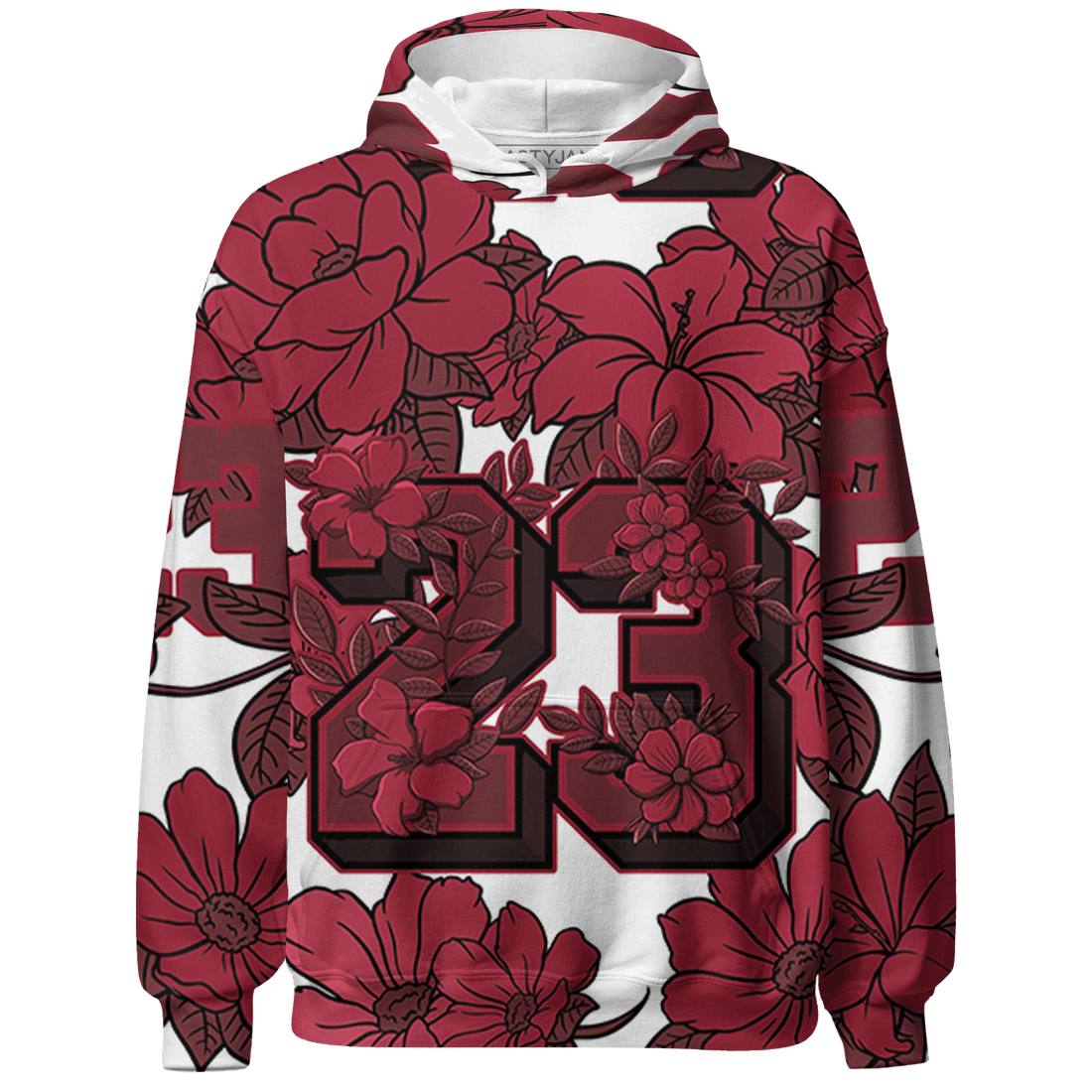 High 85 Metallic Burgundy 1s Hoodie Match 23 Floral 3D All-Over Print Flower - NastyJamz