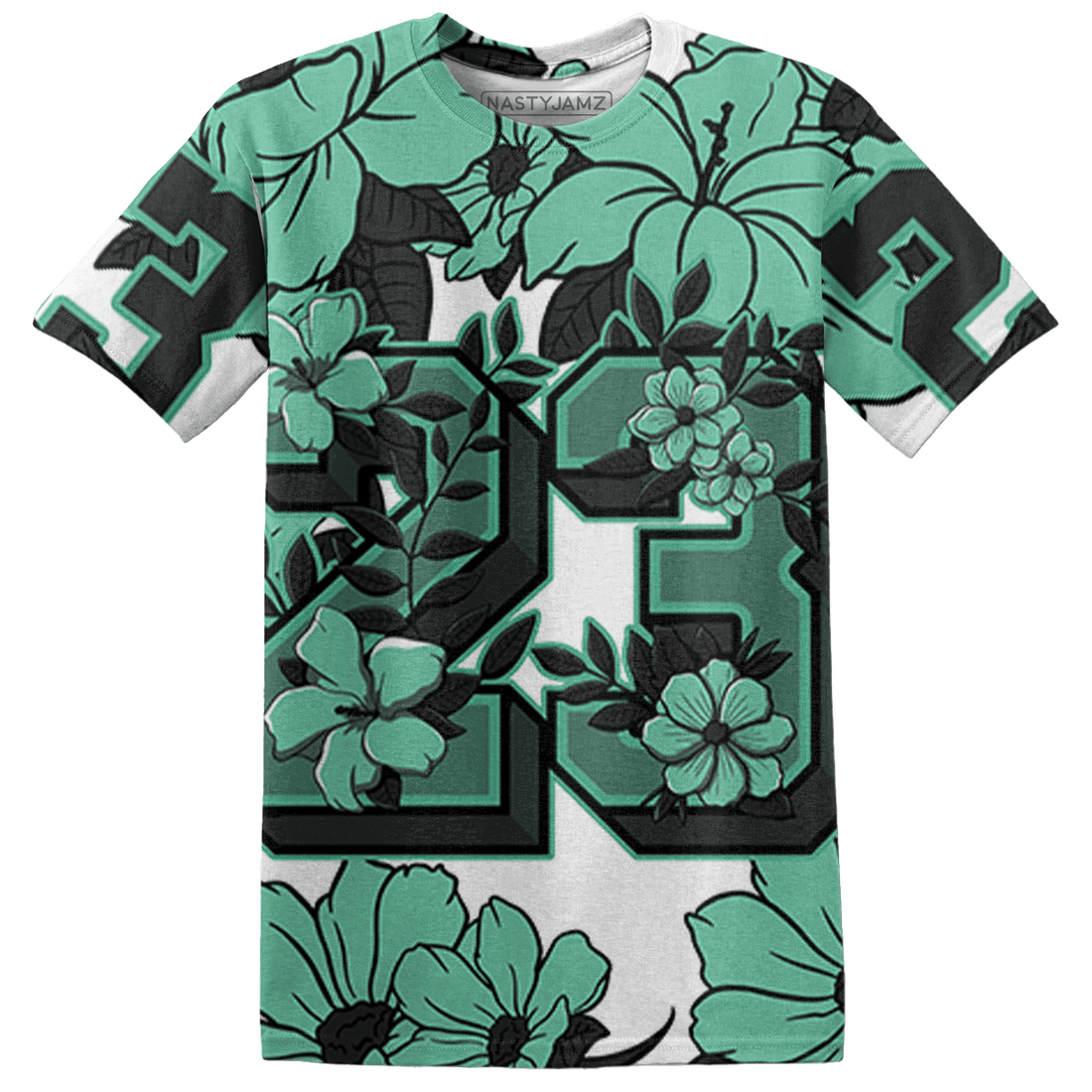 High OG Green Glow 1s T Shirt Match 23 Floral 3D All-Over Print Flower - NastyJamz