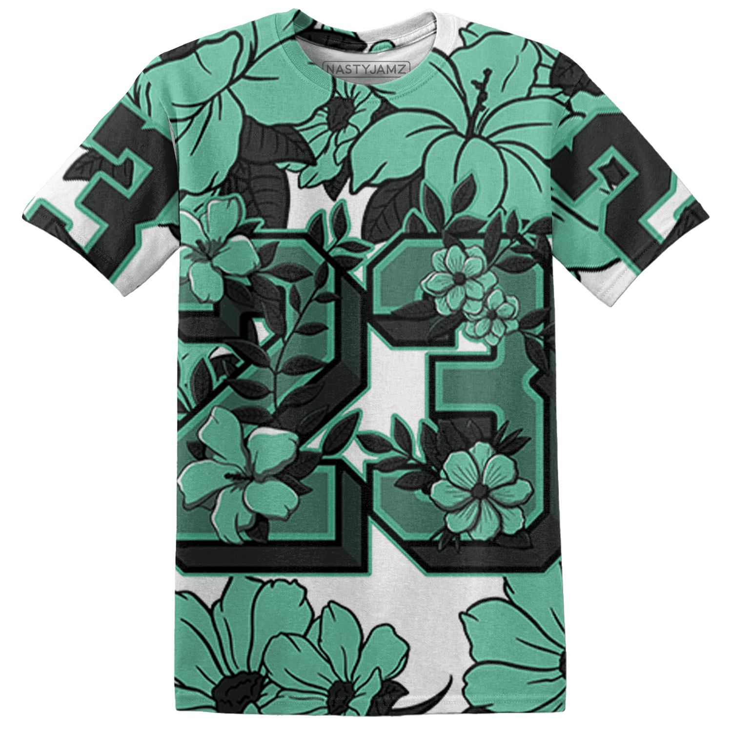 High OG Green Glow 1s T Shirt Match 23 Floral 3D All-Over Print Flower - NastyJamz