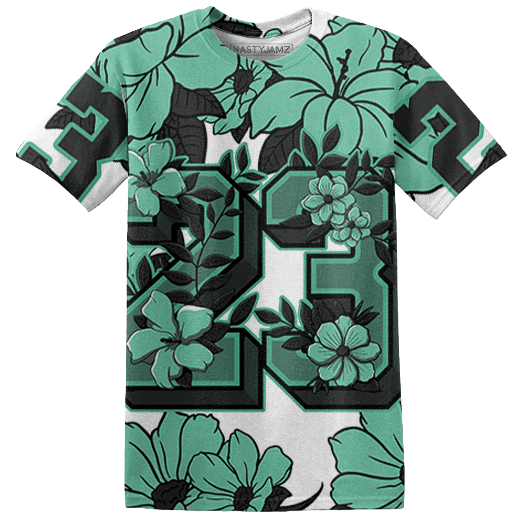 High OG Green Glow 1s T Shirt Match 23 Floral 3D All-Over Print Flower - NastyJamz