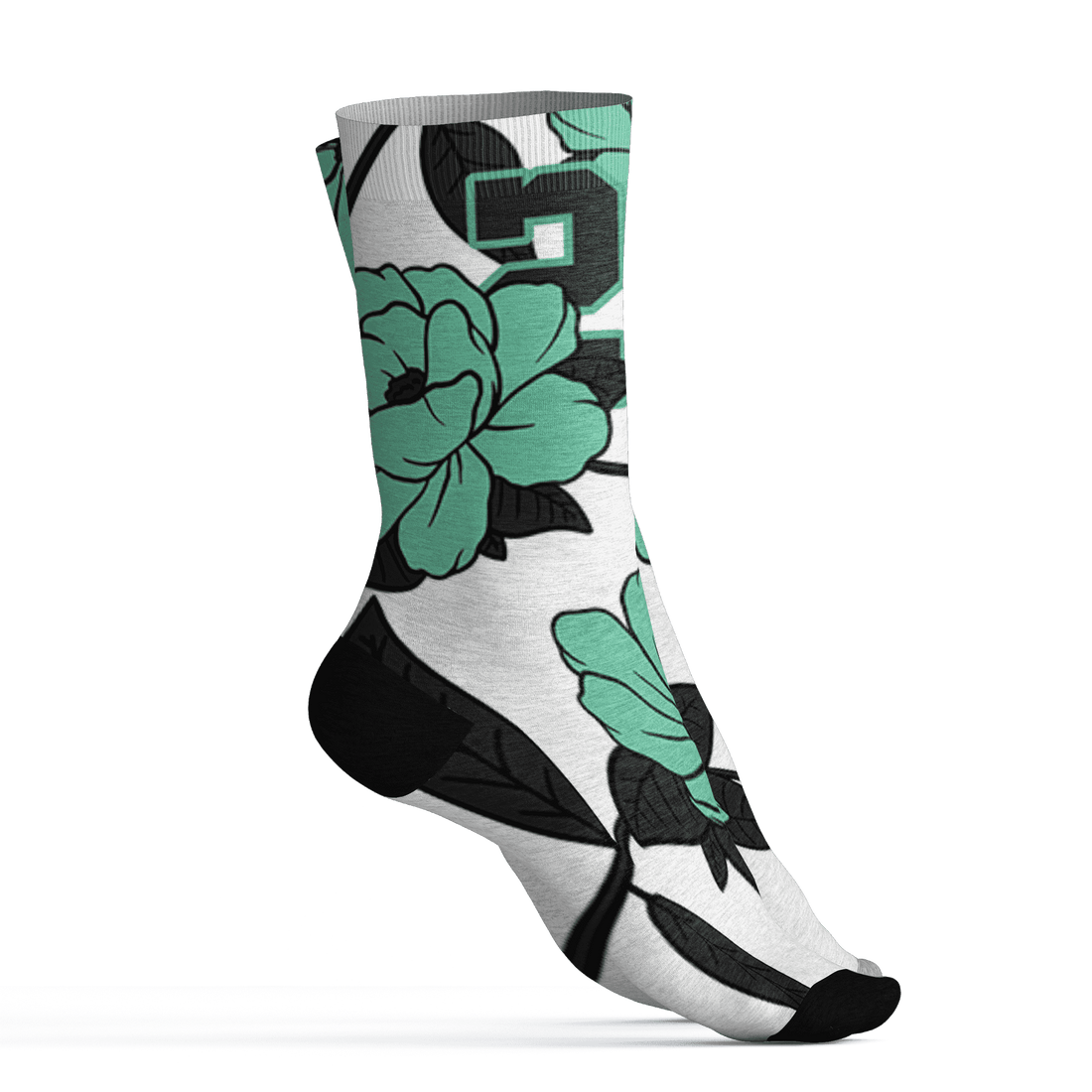 High OG Green Glow 1s Socks Match 23 Floral 3D All-Over Print Flower - NastyJamz
