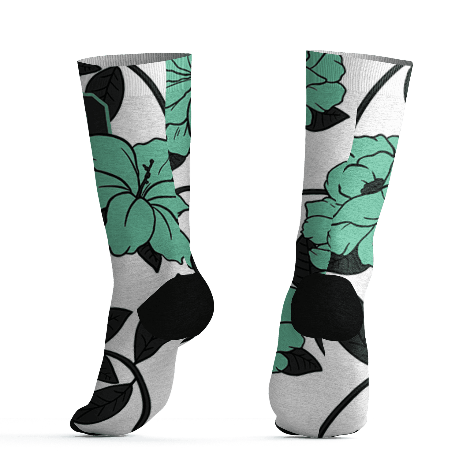 High OG Green Glow 1s Socks Match 23 Floral 3D All-Over Print Flower - NastyJamz