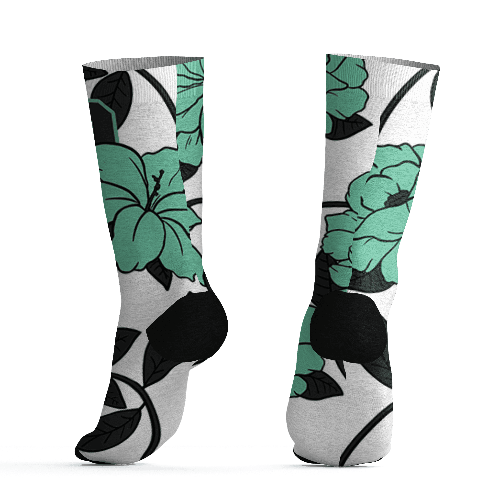 High OG Green Glow 1s Socks Match 23 Floral 3D All-Over Print Flower - NastyJamz