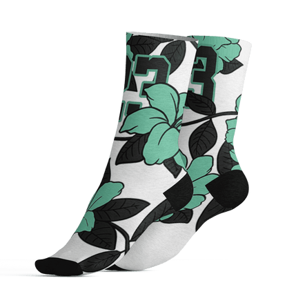 High OG Green Glow 1s Socks Match 23 Floral 3D All-Over Print Flower - NastyJamz