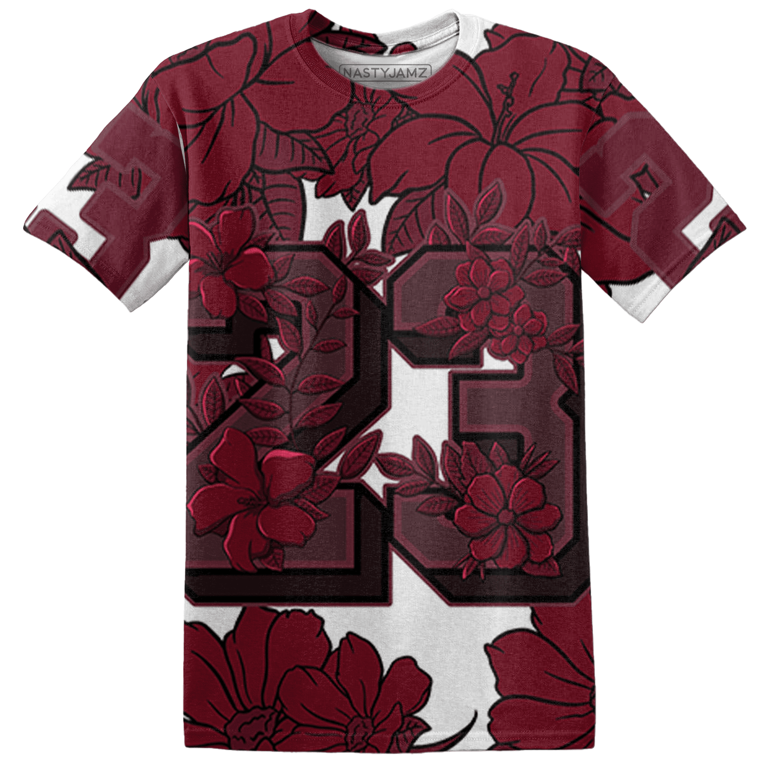 High White Team Red 1s T Shirt Match 23 Floral 3D All-Over Print Flower - NastyJamz