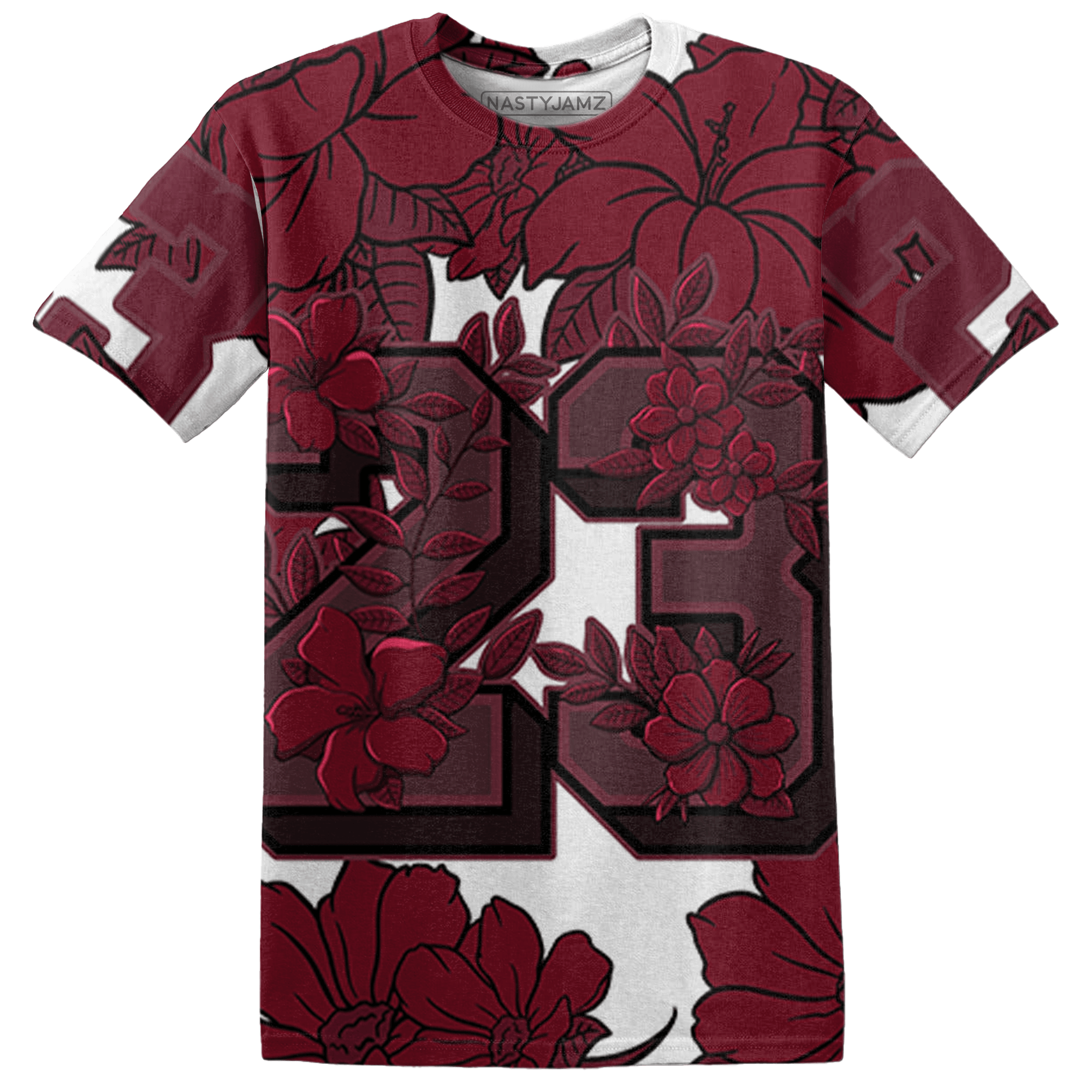 High White Team Red 1s T Shirt Match 23 Floral 3D All-Over Print Flower - NastyJamz