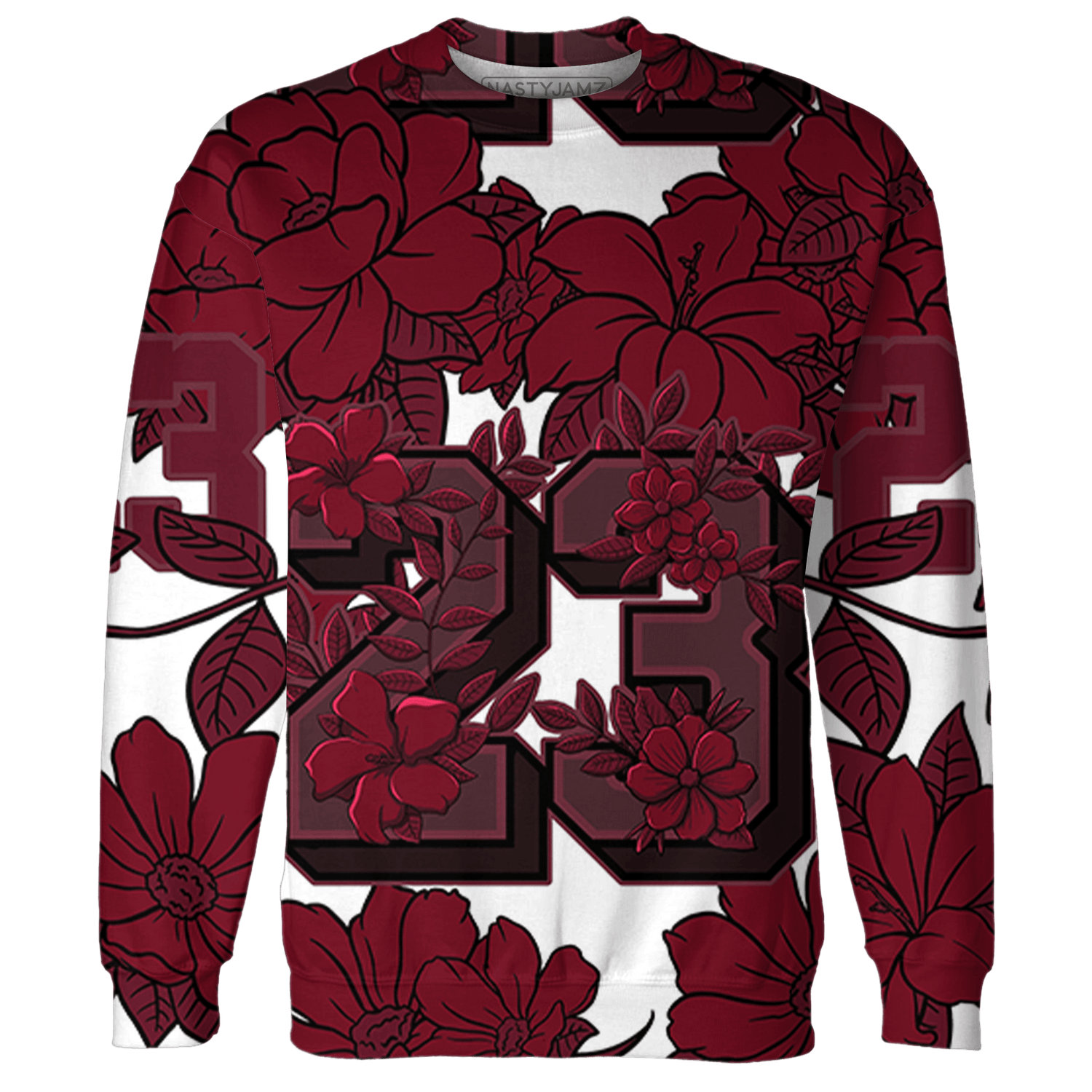 High White Team Red 1s Sweatshirt Match 23 Floral 3D All-Over Print Flower - NastyJamz