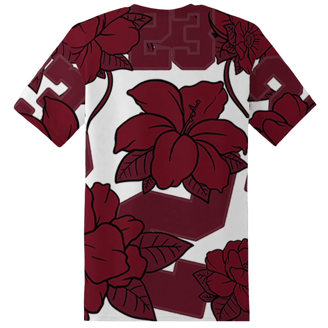 High White Team Red 1s T Shirt Match 23 Floral 3D All-Over Print Flower - NastyJamz