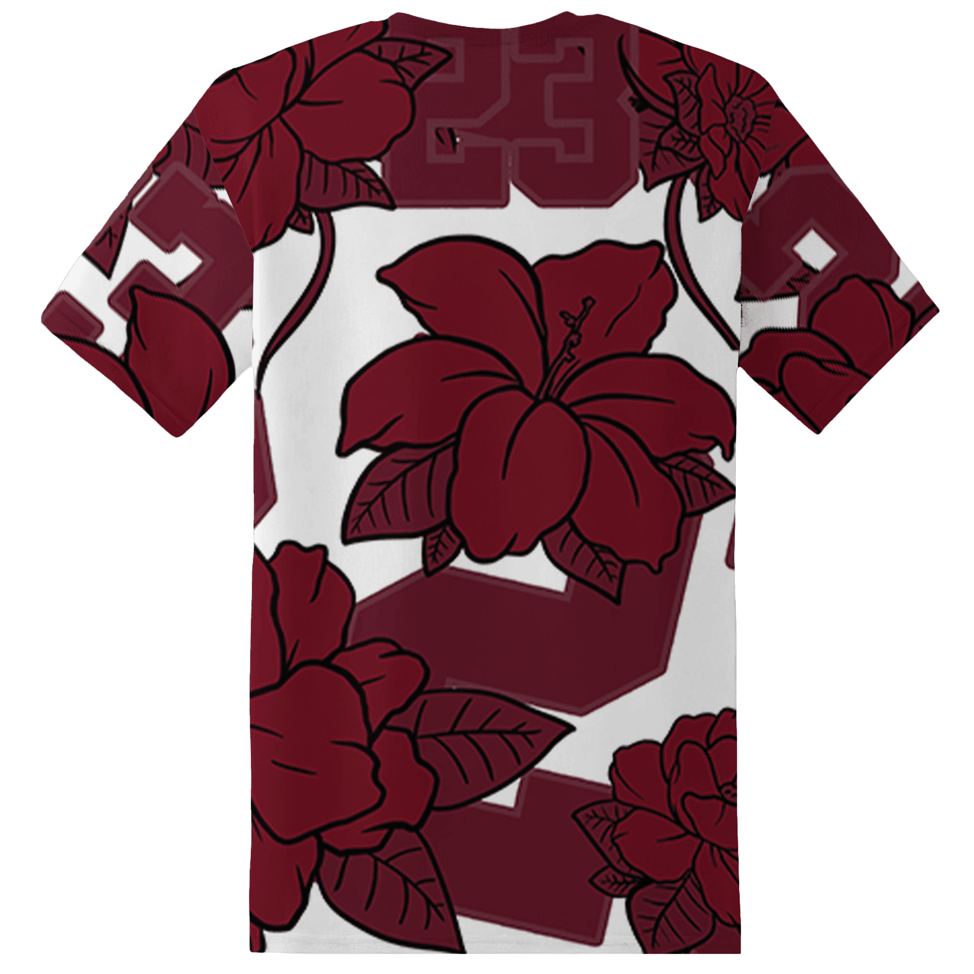 High White Team Red 1s T Shirt Match 23 Floral 3D All-Over Print Flower - NastyJamz