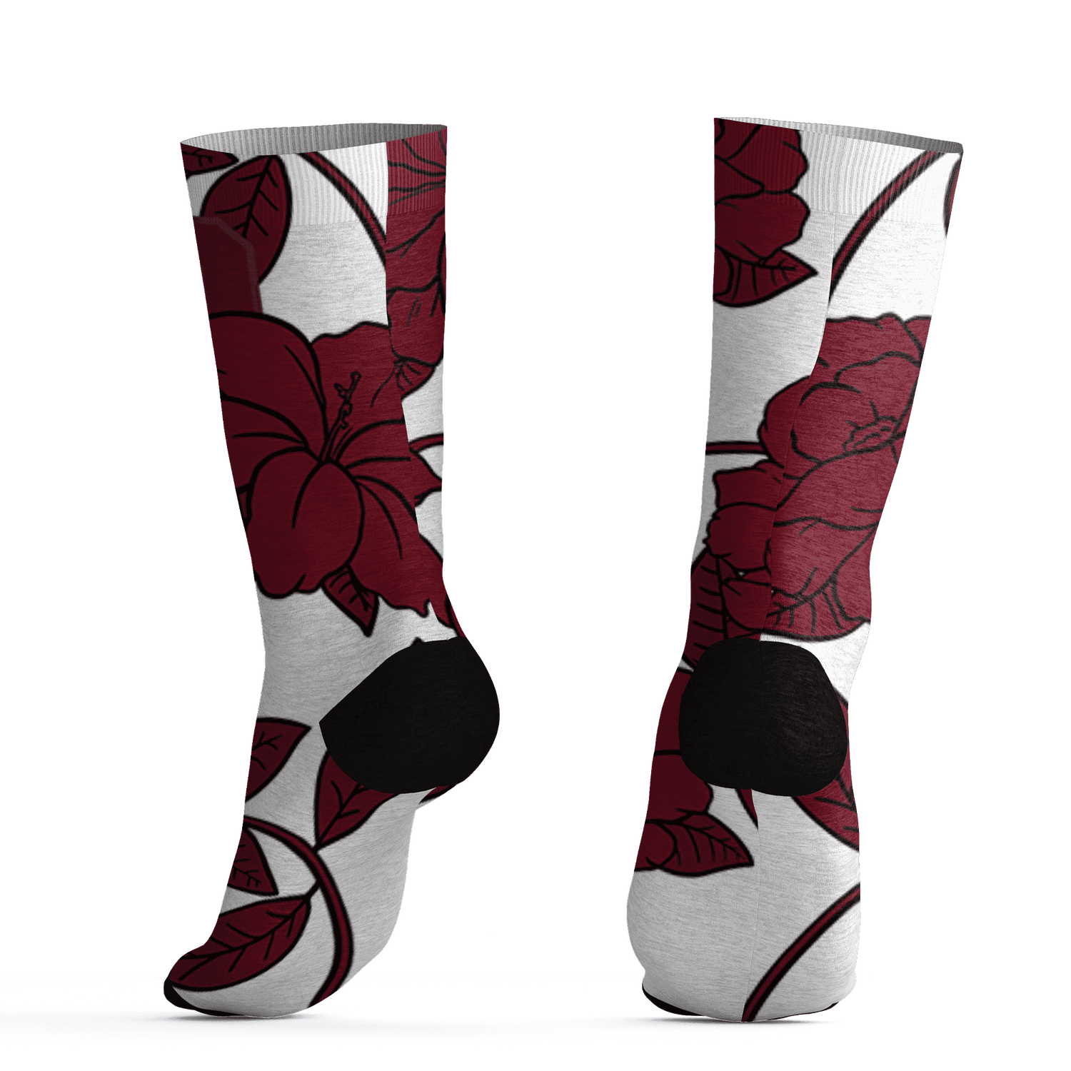 High White Team Red 1s Socks Match 23 Floral 3D All-Over Print Flower - NastyJamz