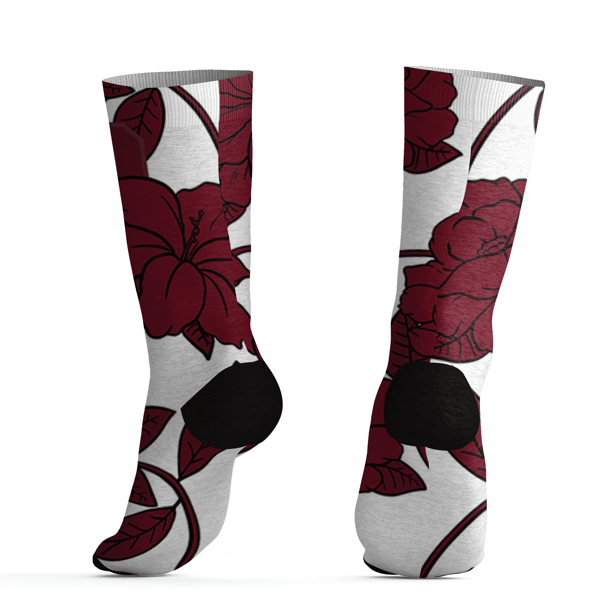High White Team Red 1s Socks Match 23 Floral 3D All-Over Print Flower - NastyJamz