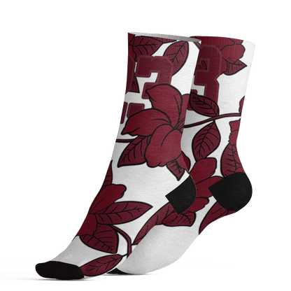 High White Team Red 1s Socks Match 23 Floral 3D All-Over Print Flower - NastyJamz
