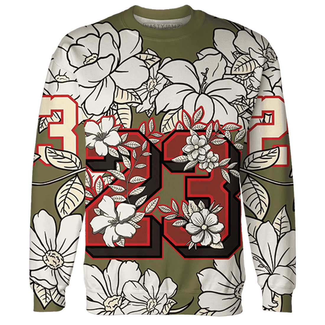 Medium-Olive-1s-Sweatshirt-Match-23-Floral-3D-Flower