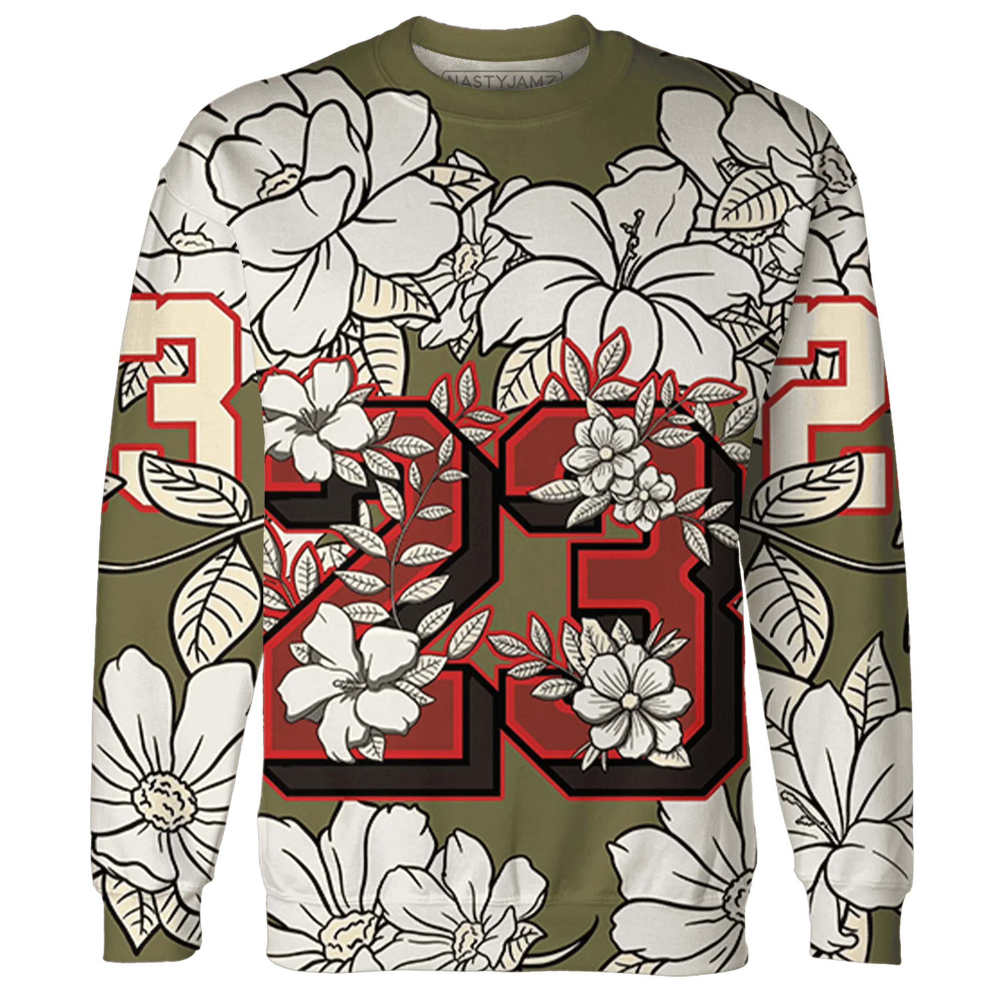 Medium-Olive-1s-Sweatshirt-Match-23-Floral-3D-Flower