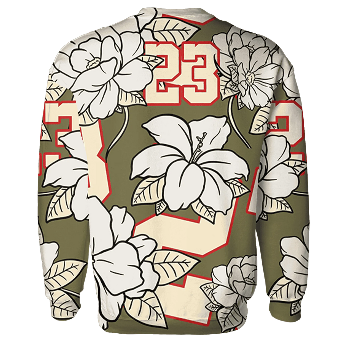 Medium-Olive-1s-Sweatshirt-Match-23-Floral-3D-Flower