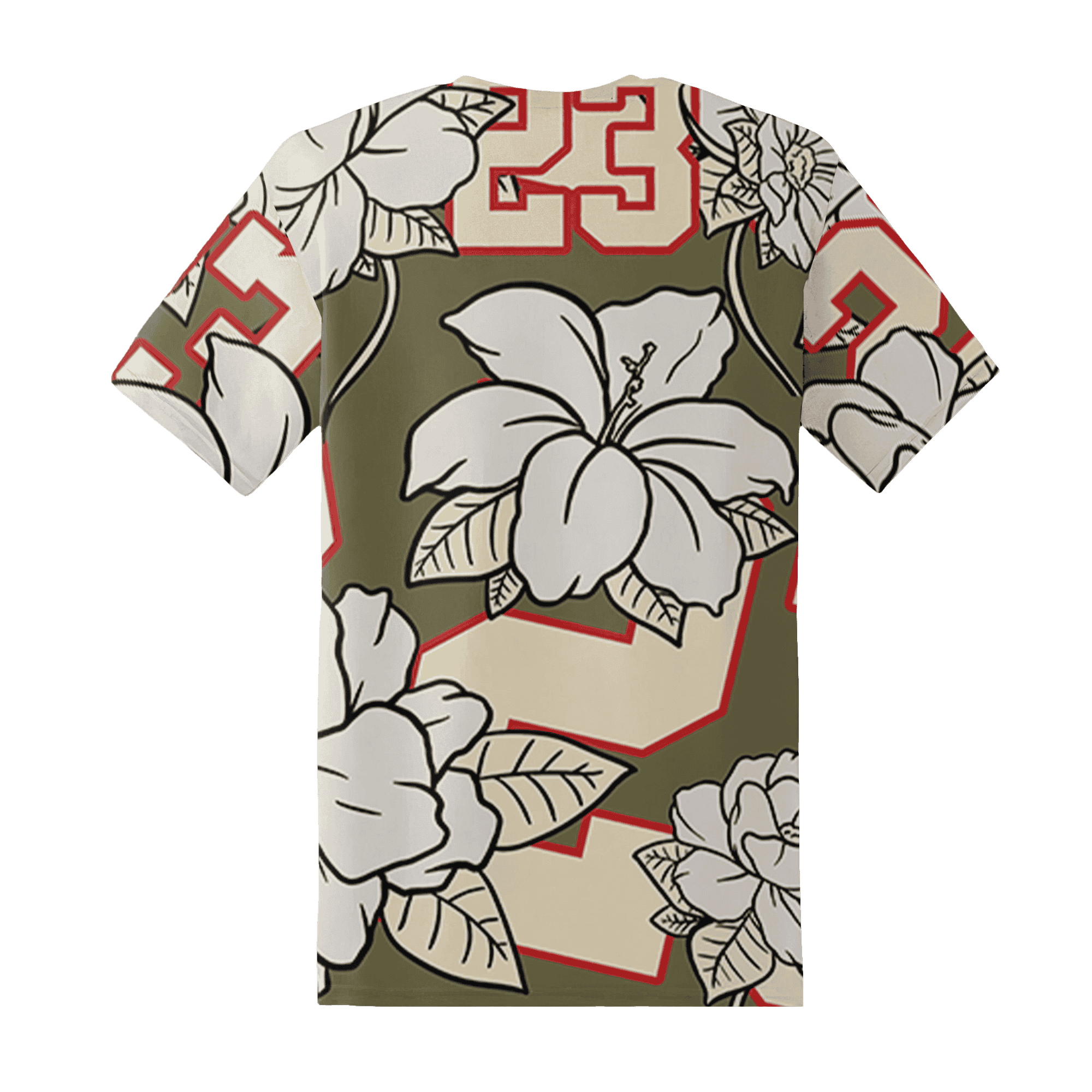 Medium-Olive-1s-T-Shirt-Match-23-Floral-3D-Flower