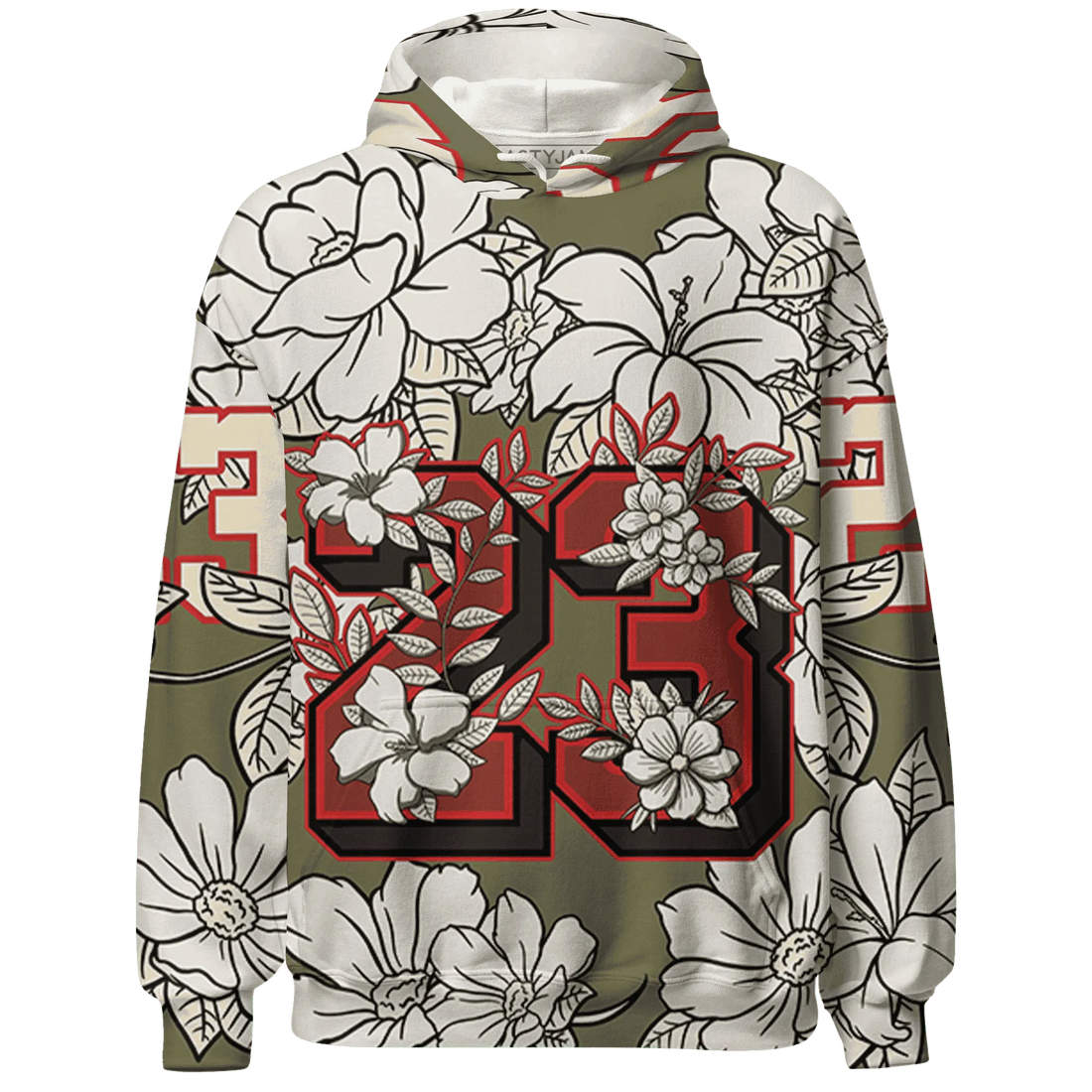 Medium-Olive-1s-Hoodie-Match-23-Floral-3D-Flower