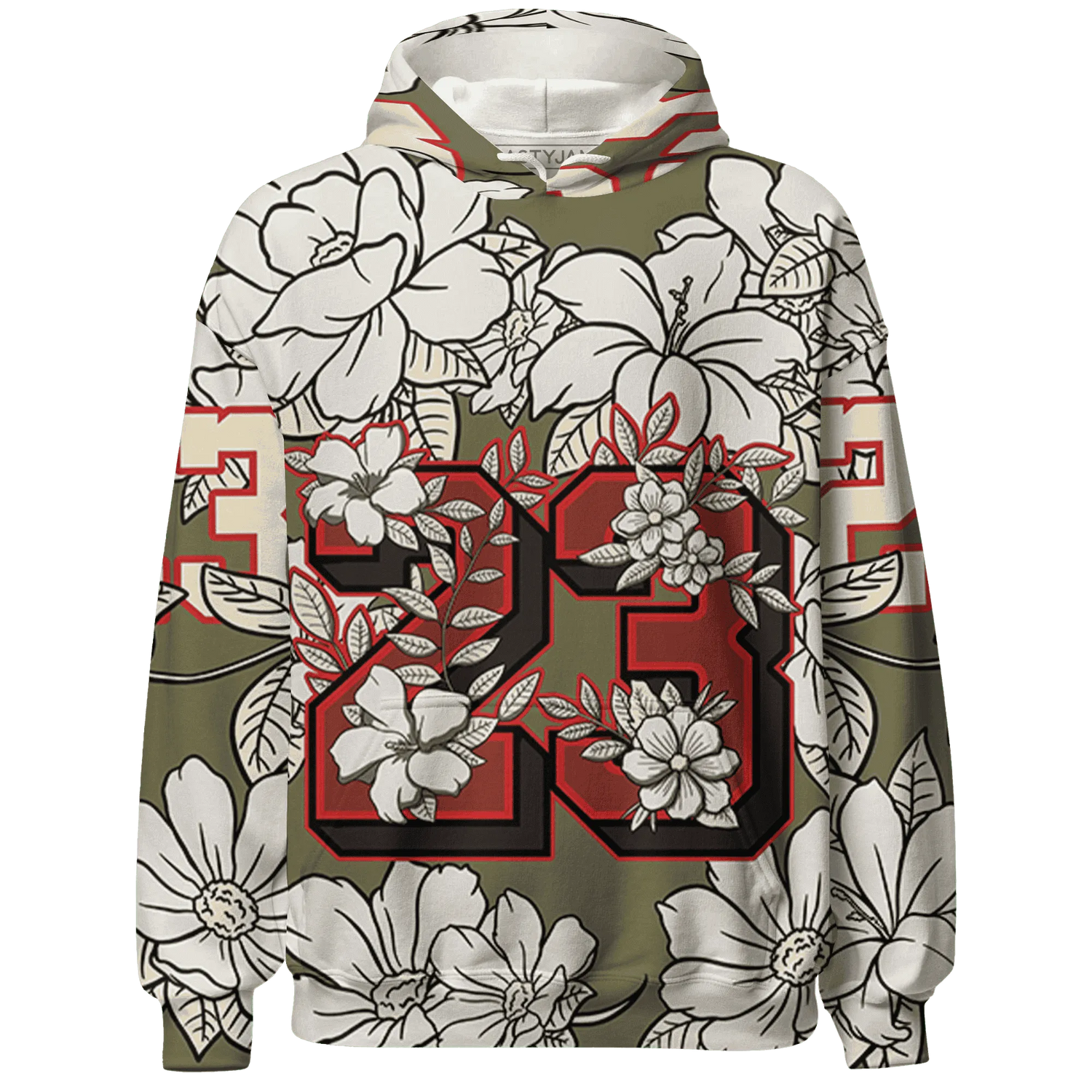 Medium-Olive-1s-Hoodie-Match-23-Floral-3D-Flower