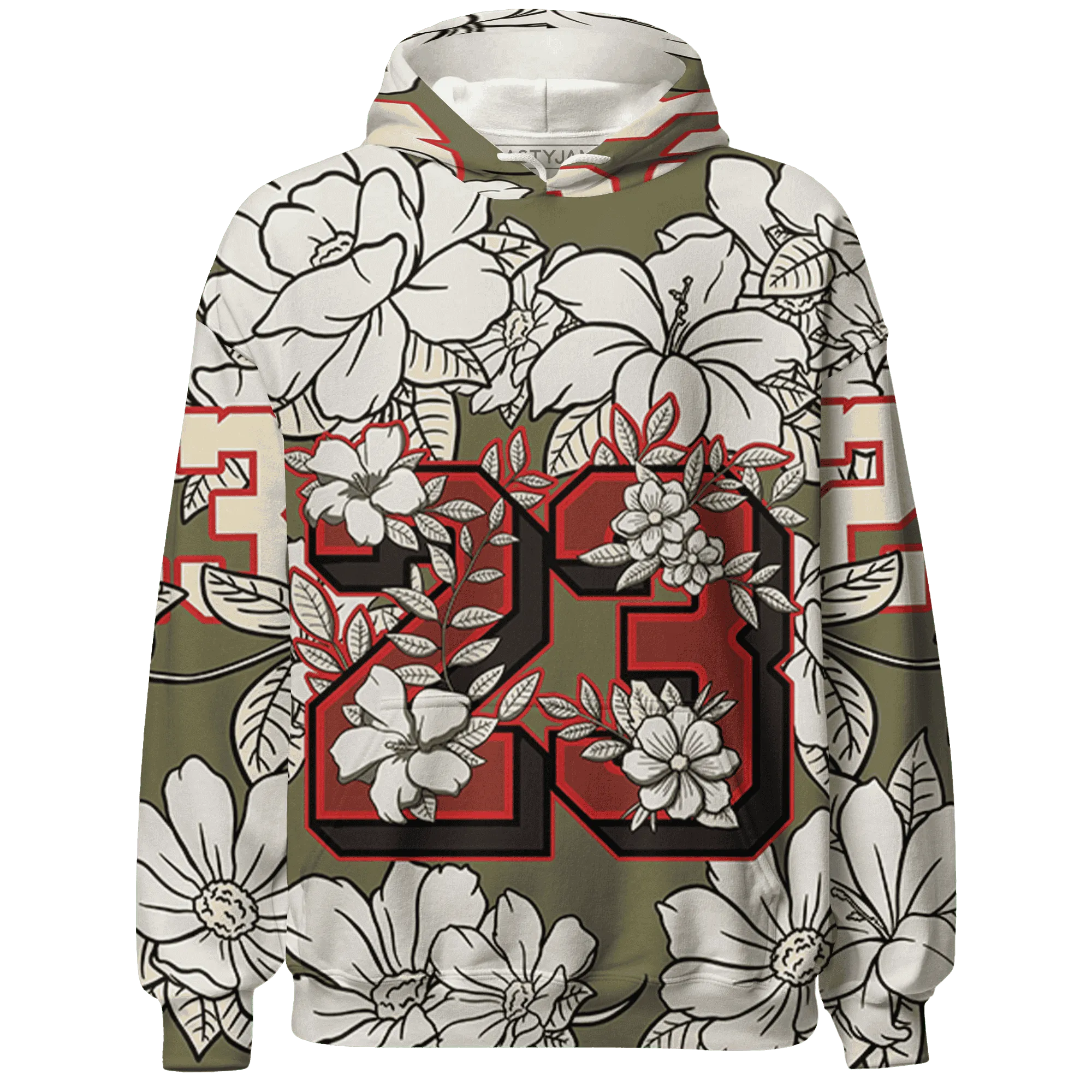 Medium-Olive-1s-Hoodie-Match-23-Floral-3D-Flower