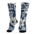 Mid Diffused Blue Grey 1s Socks Match 23 Floral 3D All-Over Print Flower - NastyJamz