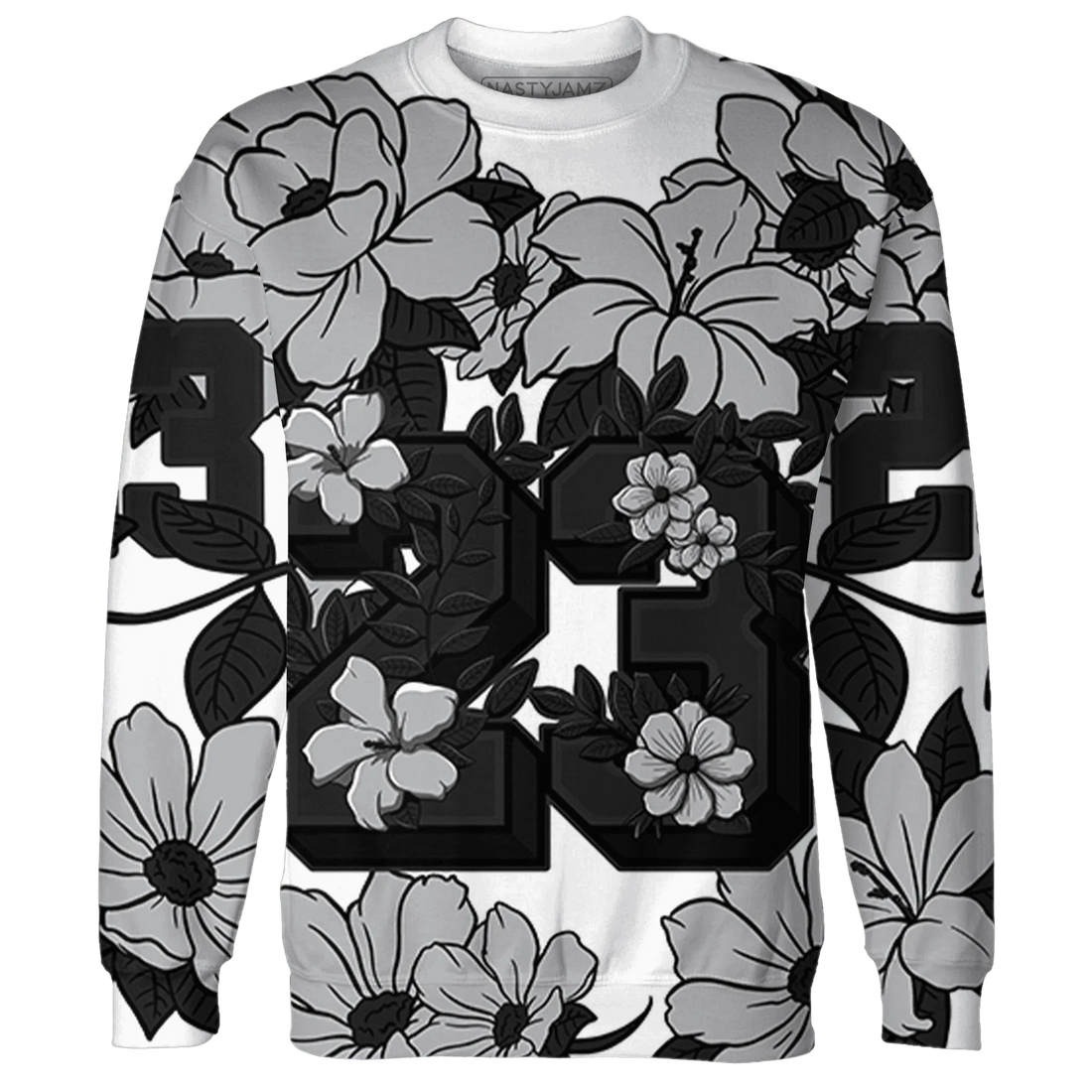 Wolf-Grey-1s-Sweatshirt-Match-23-Floral-3D-Flower