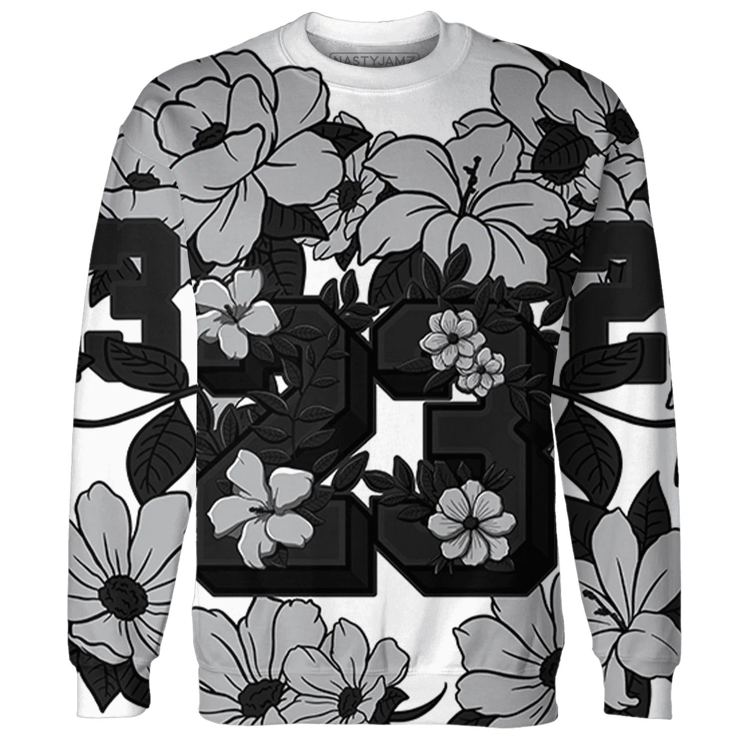 Wolf-Grey-1s-Sweatshirt-Match-23-Floral-3D-Flower