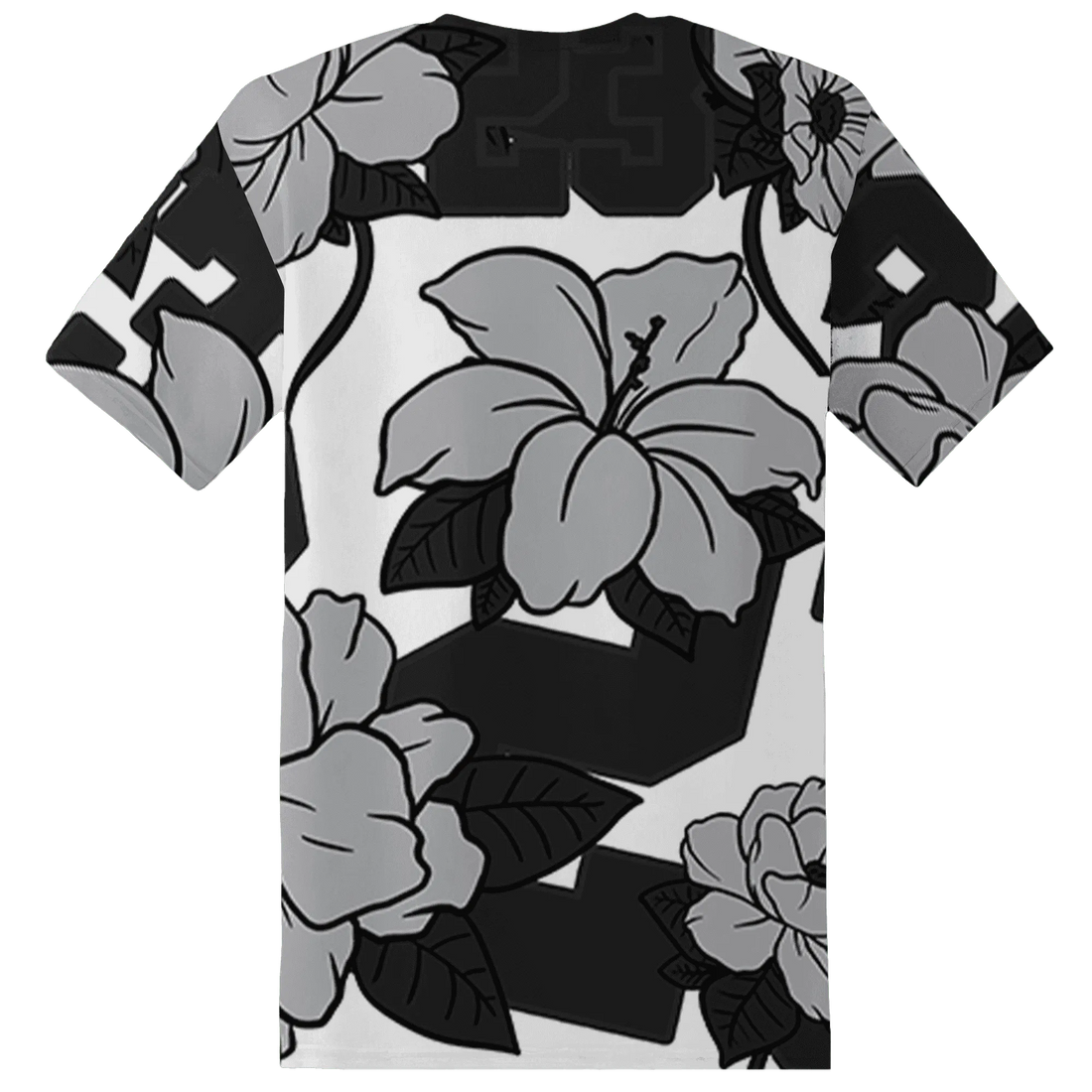 Wolf-Grey-1s-T-Shirt-Match-23-Floral-3D-Flower