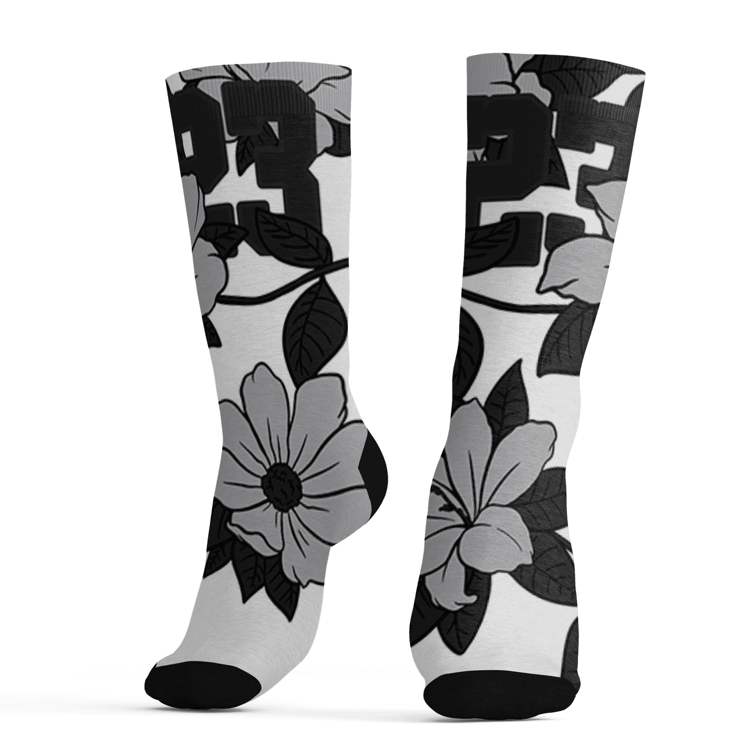 Wolf-Grey-1s-Socks-Match-23-Floral-3D-Flower