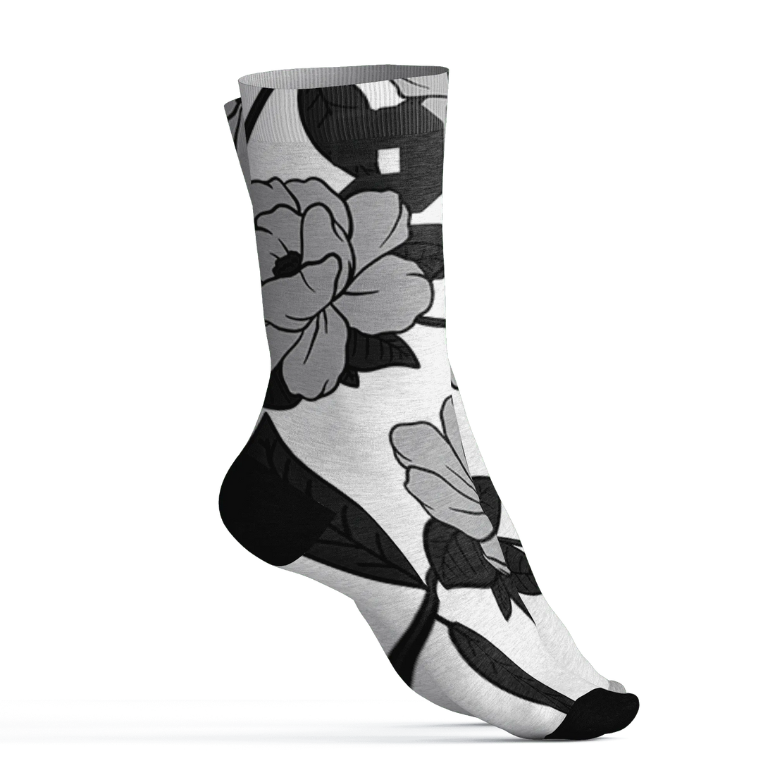 Wolf-Grey-1s-Socks-Match-23-Floral-3D-Flower