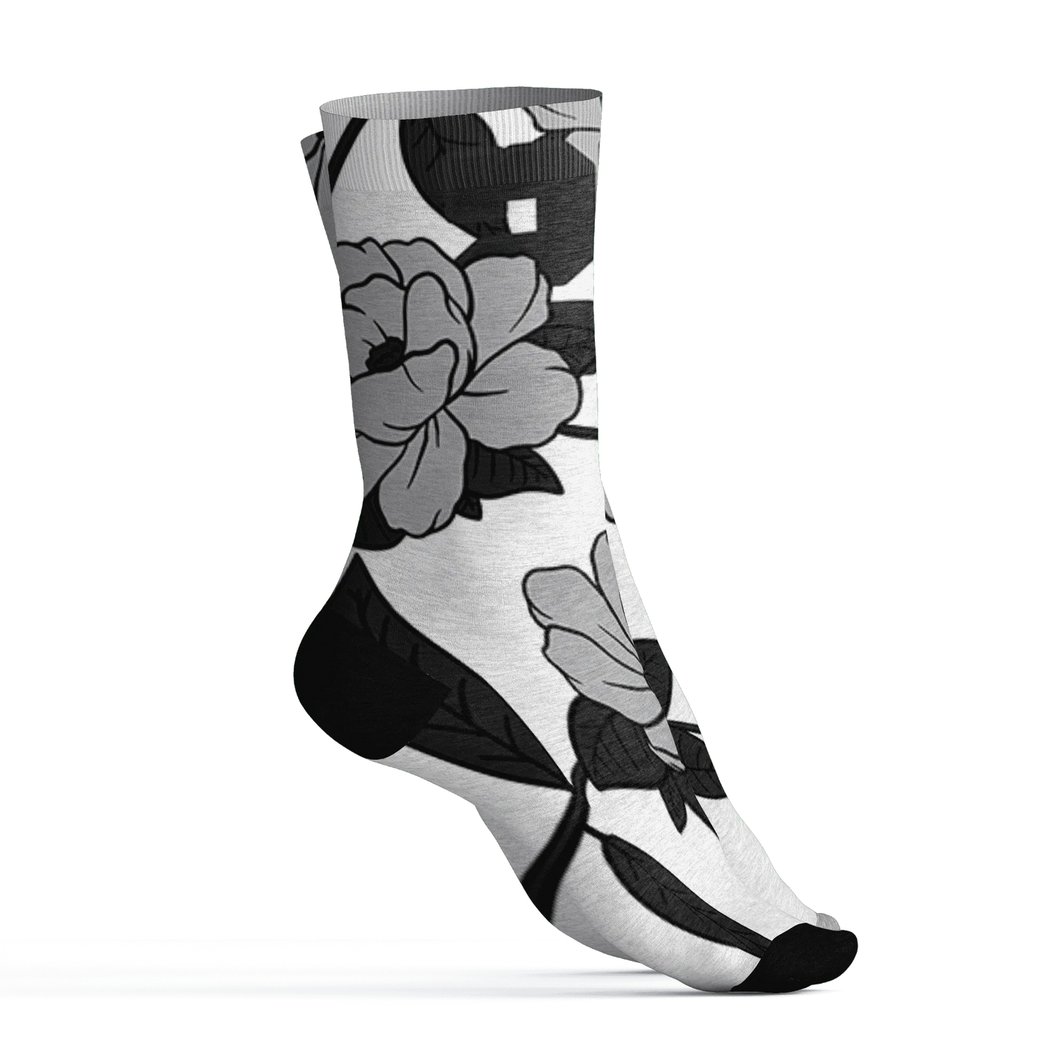Wolf-Grey-1s-Socks-Match-23-Floral-3D-Flower