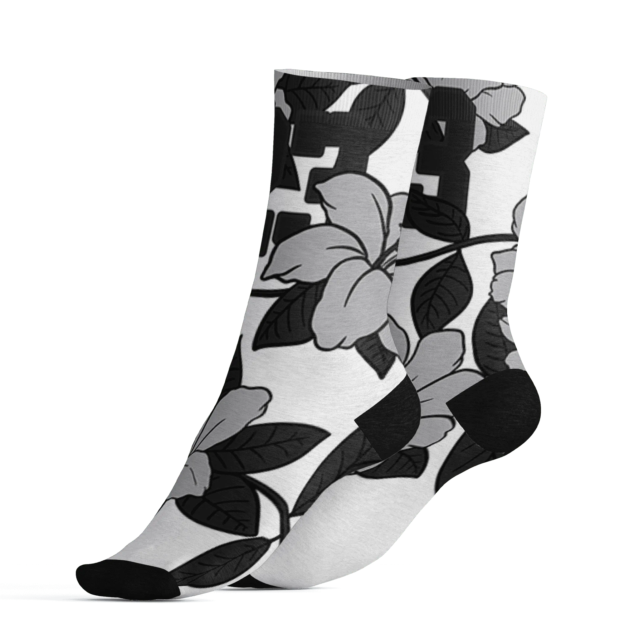 Wolf-Grey-1s-Socks-Match-23-Floral-3D-Flower