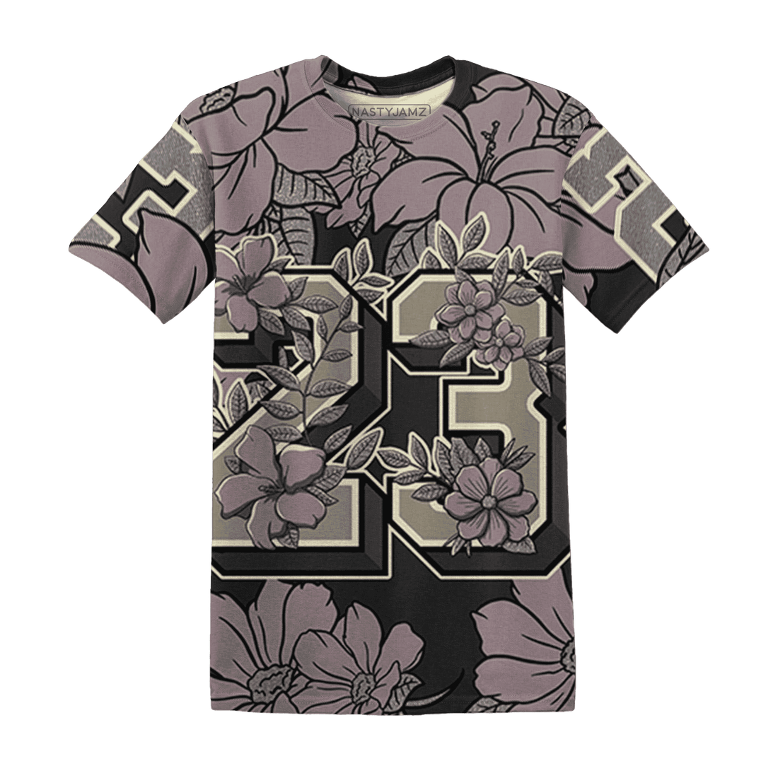 Black-Violet-Ore-3s-T-Shirt-Match-23-Floral-3D-Flower