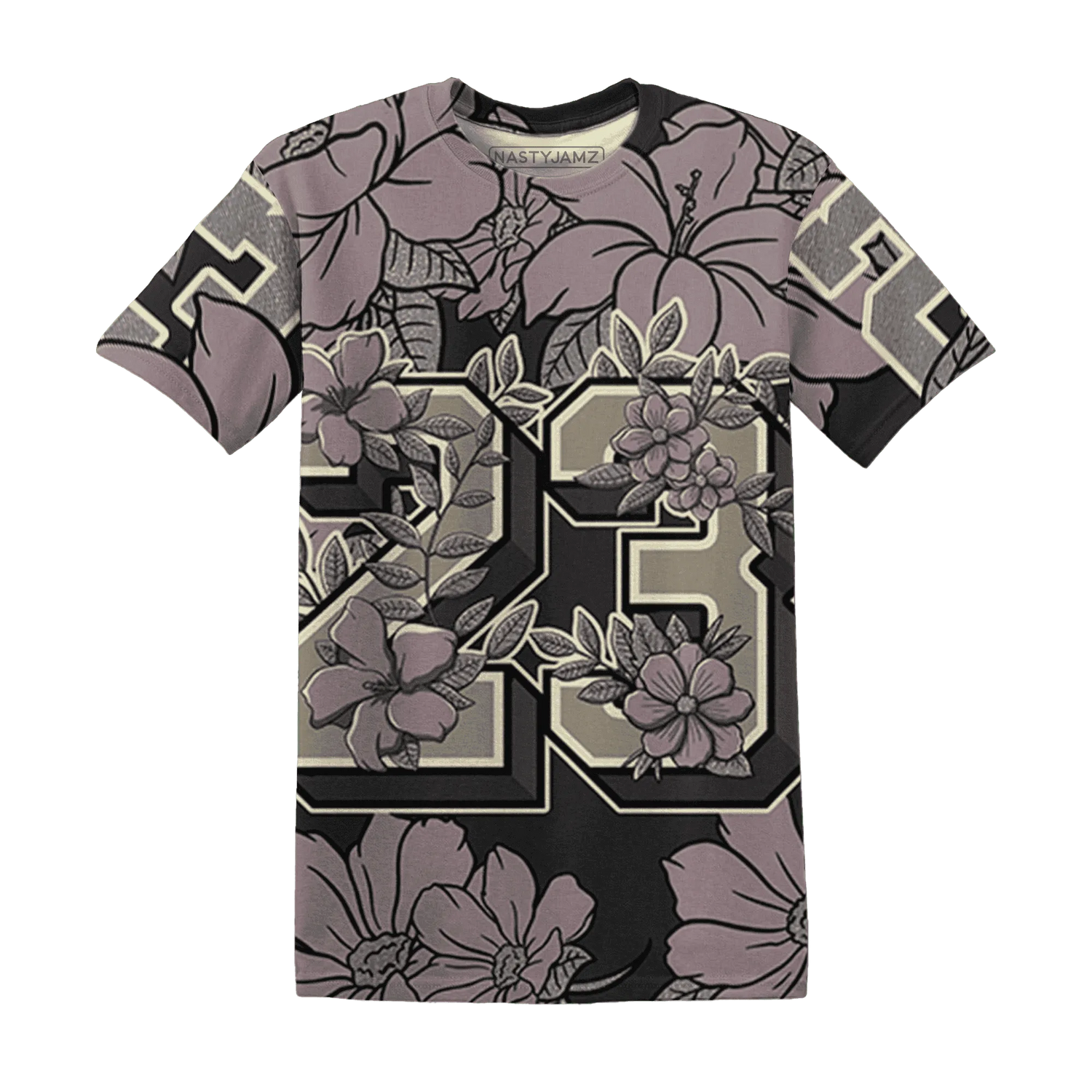 Black-Violet-Ore-3s-T-Shirt-Match-23-Floral-3D-Flower