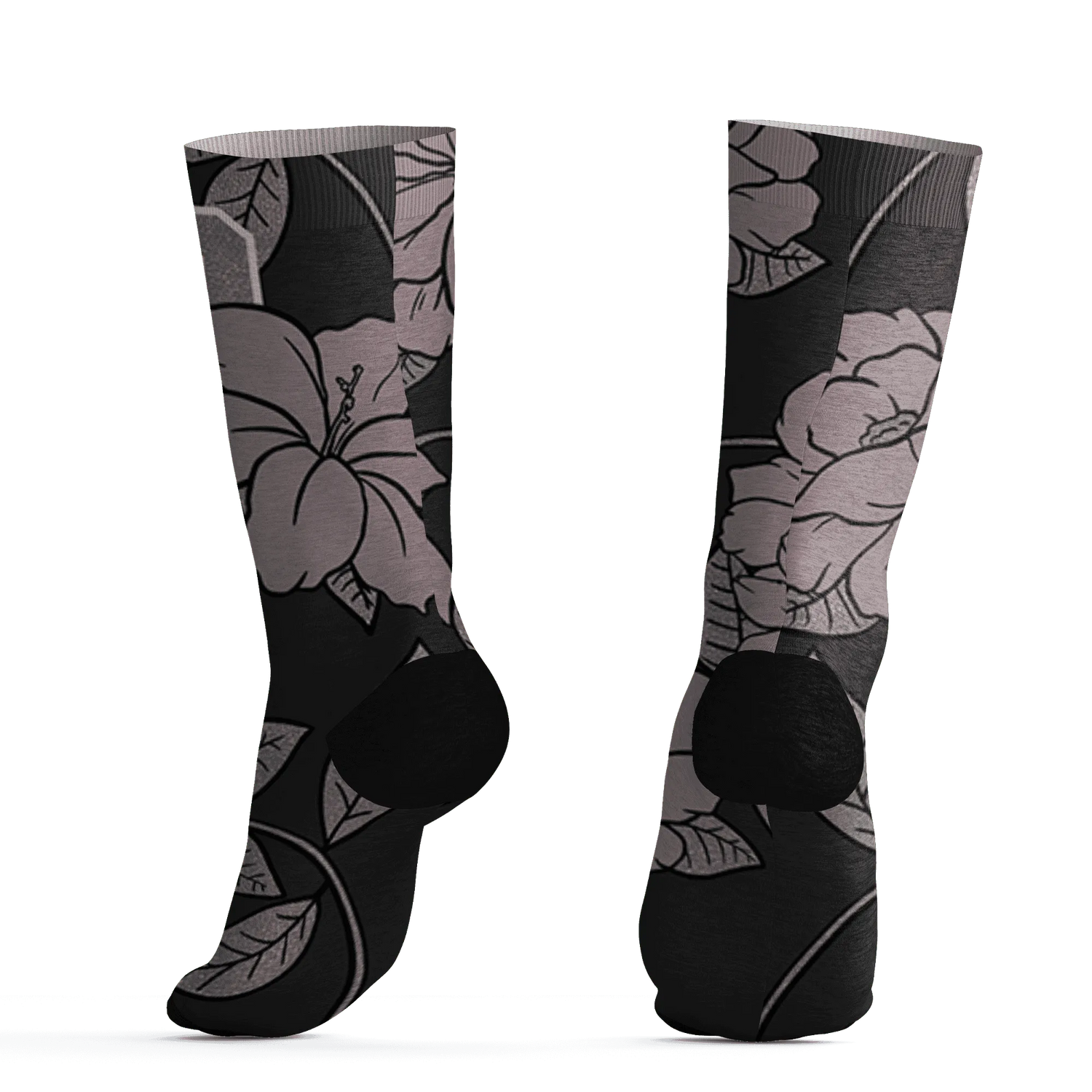 Black-Violet-Ore-3s-Socks-Match-23-Floral-3D-Flower