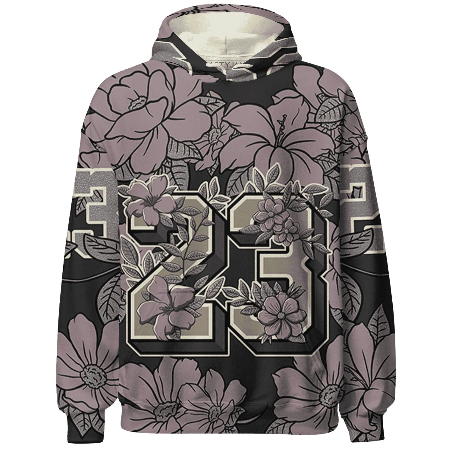 Black-Violet-Ore-3s-Hoodie-Match-23-Floral-3D-Flower