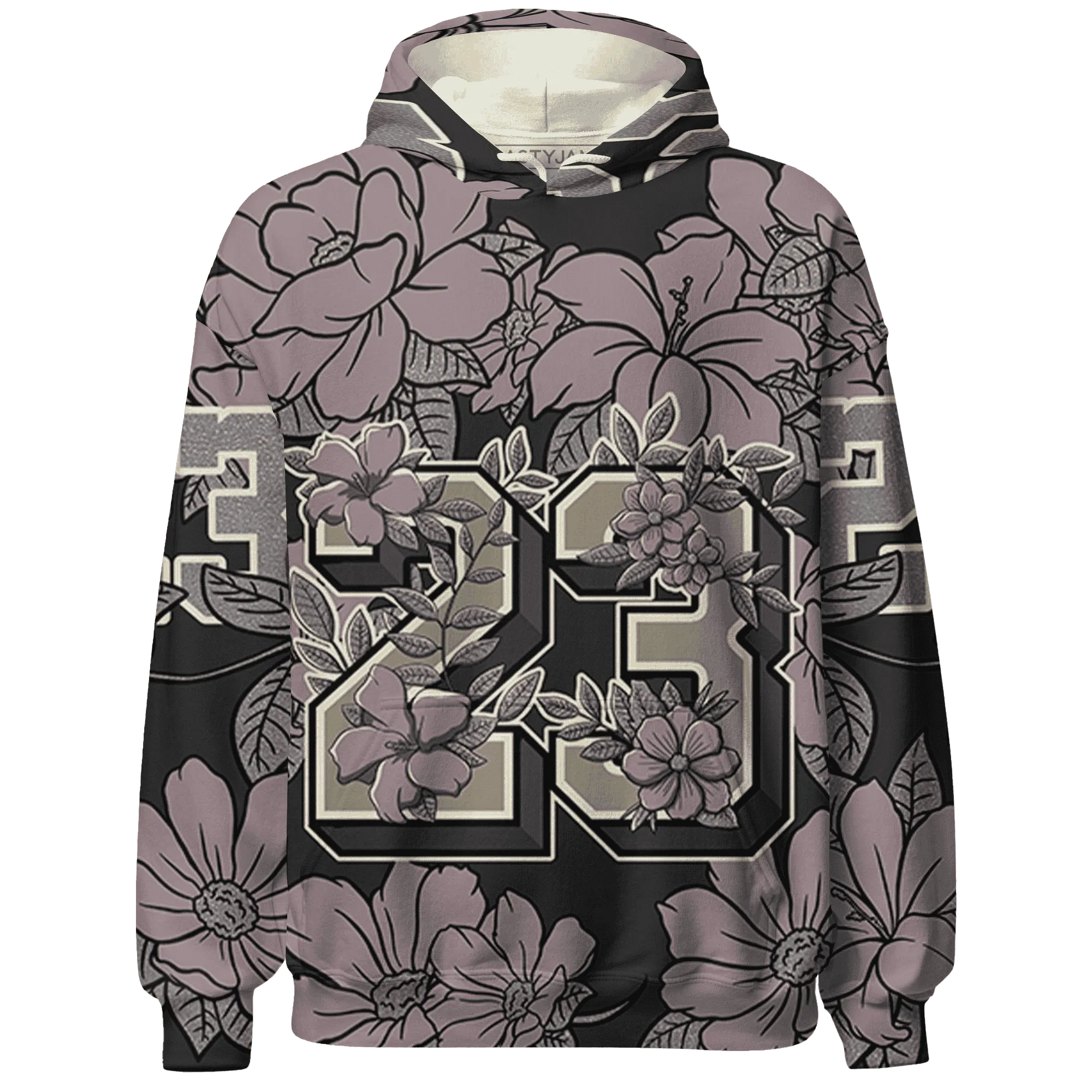 Black-Violet-Ore-3s-Hoodie-Match-23-Floral-3D-Flower
