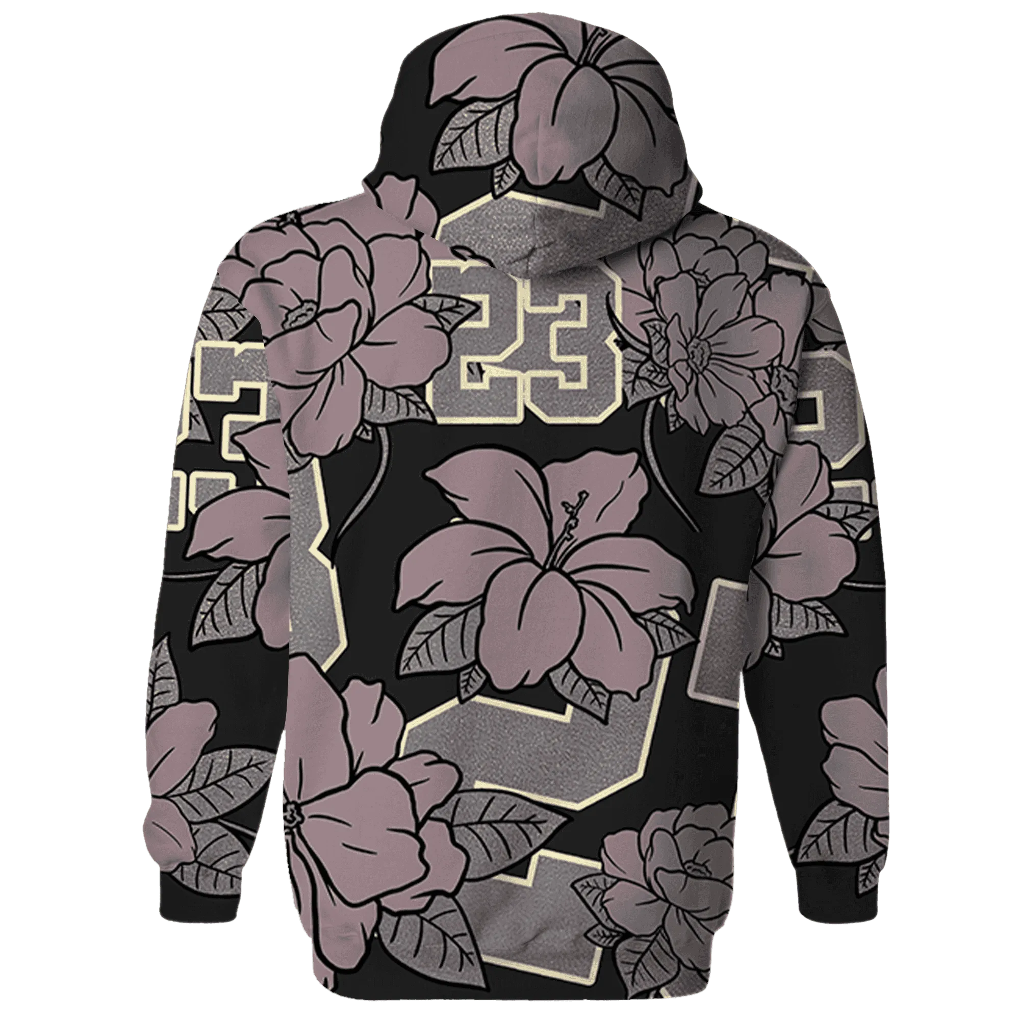 Black-Violet-Ore-3s-Hoodie-Match-23-Floral-3D-Flower