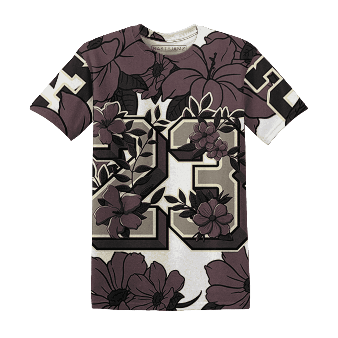 Burgundy-Crush-3s-T-Shirt-Match-23-Floral-3D-Flower