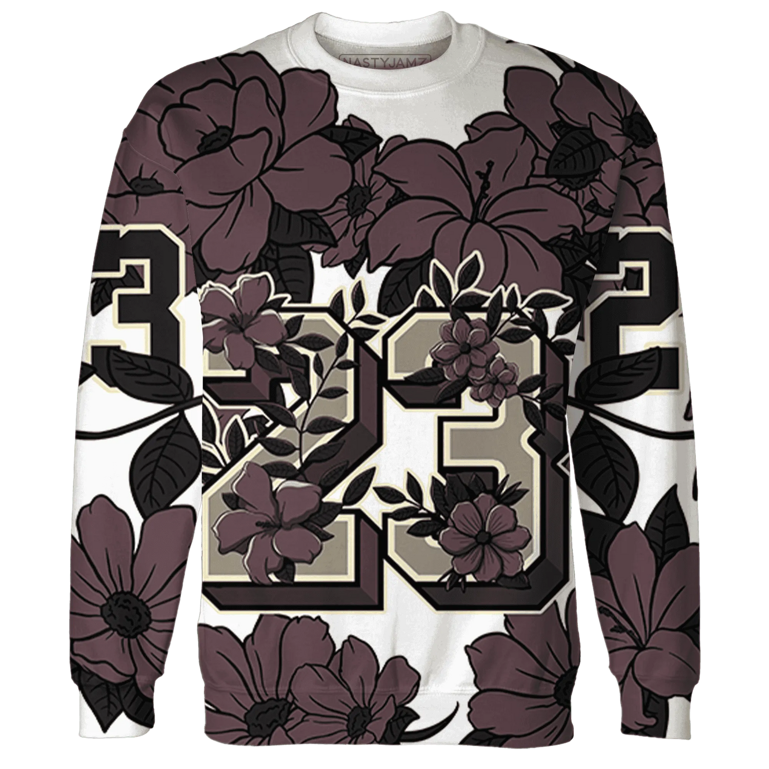 Burgundy-Crush-3s-Sweatshirt-Match-23-Floral-3D-Flower