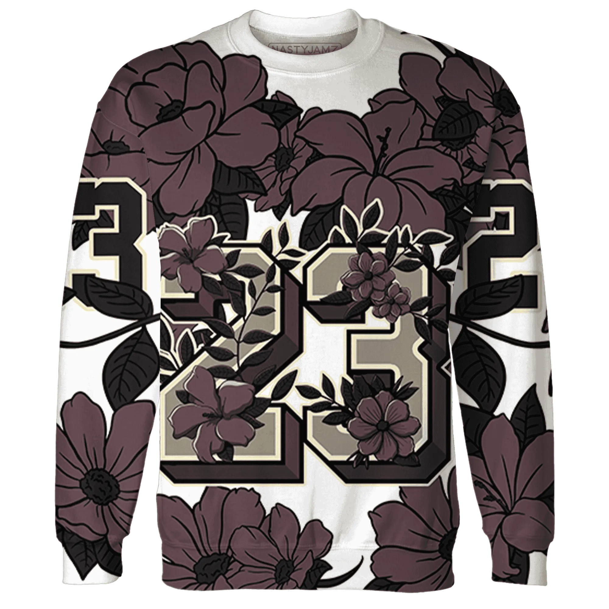 Burgundy-Crush-3s-Sweatshirt-Match-23-Floral-3D-Flower