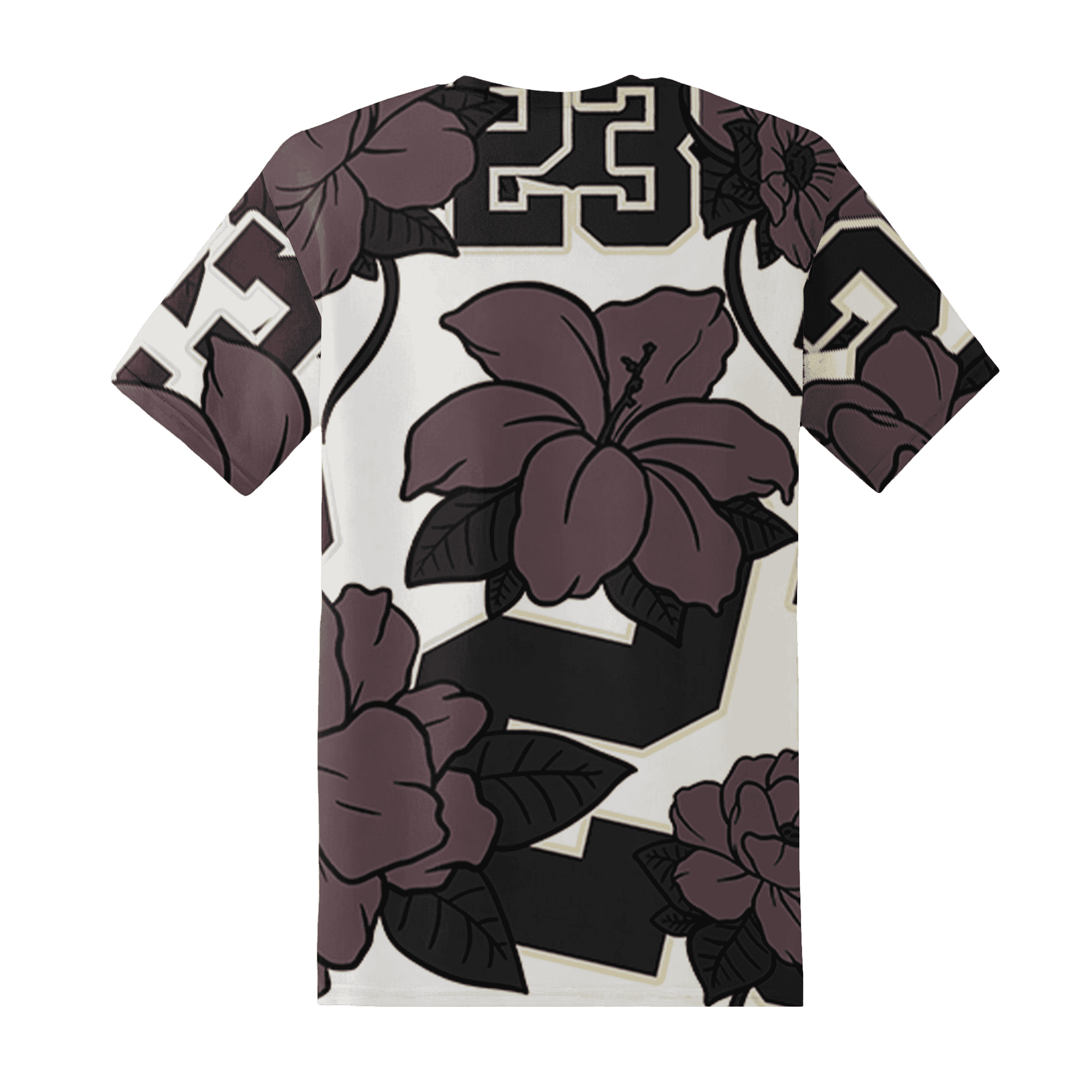 Burgundy-Crush-3s-T-Shirt-Match-23-Floral-3D-Flower