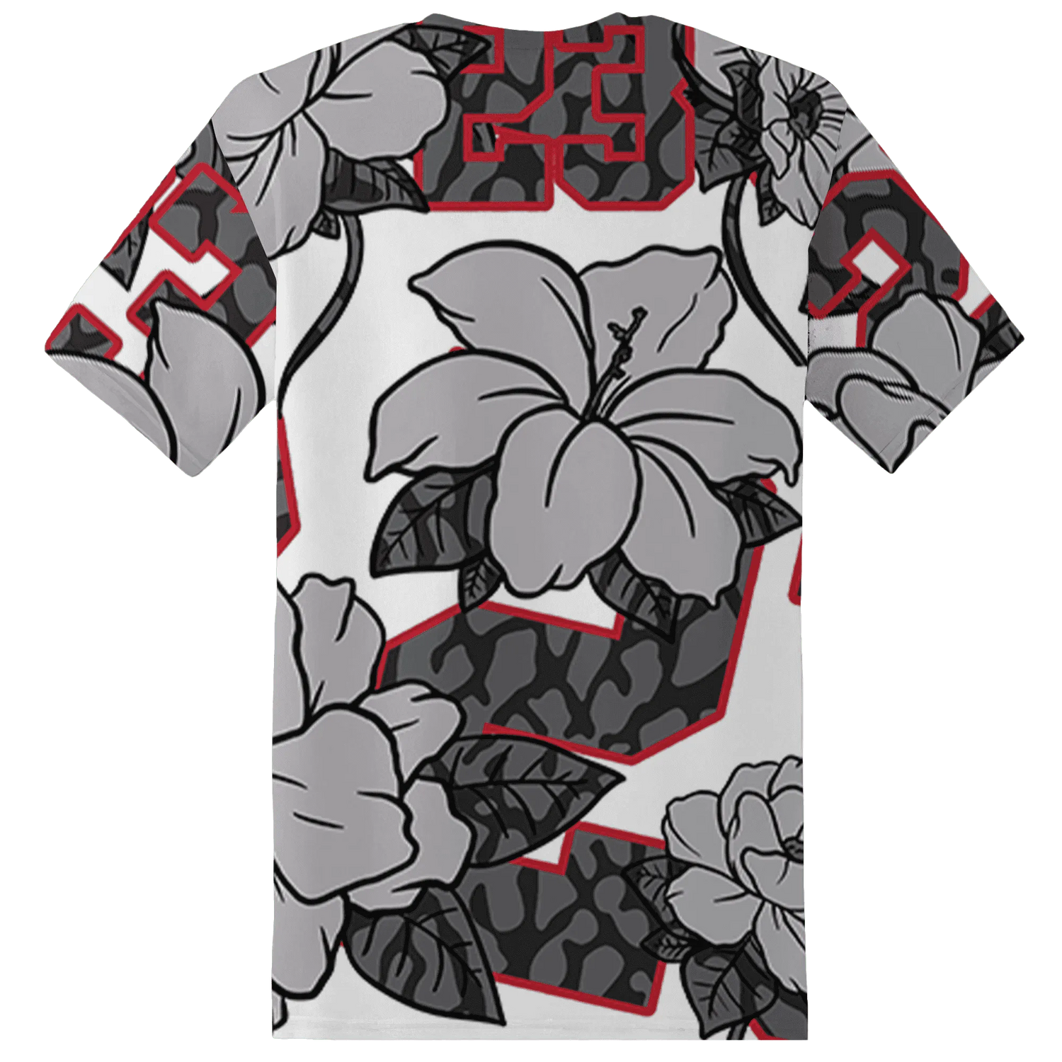 Cement-Grey-3s-T-Shirt-Match-23-Floral-3D-Flower